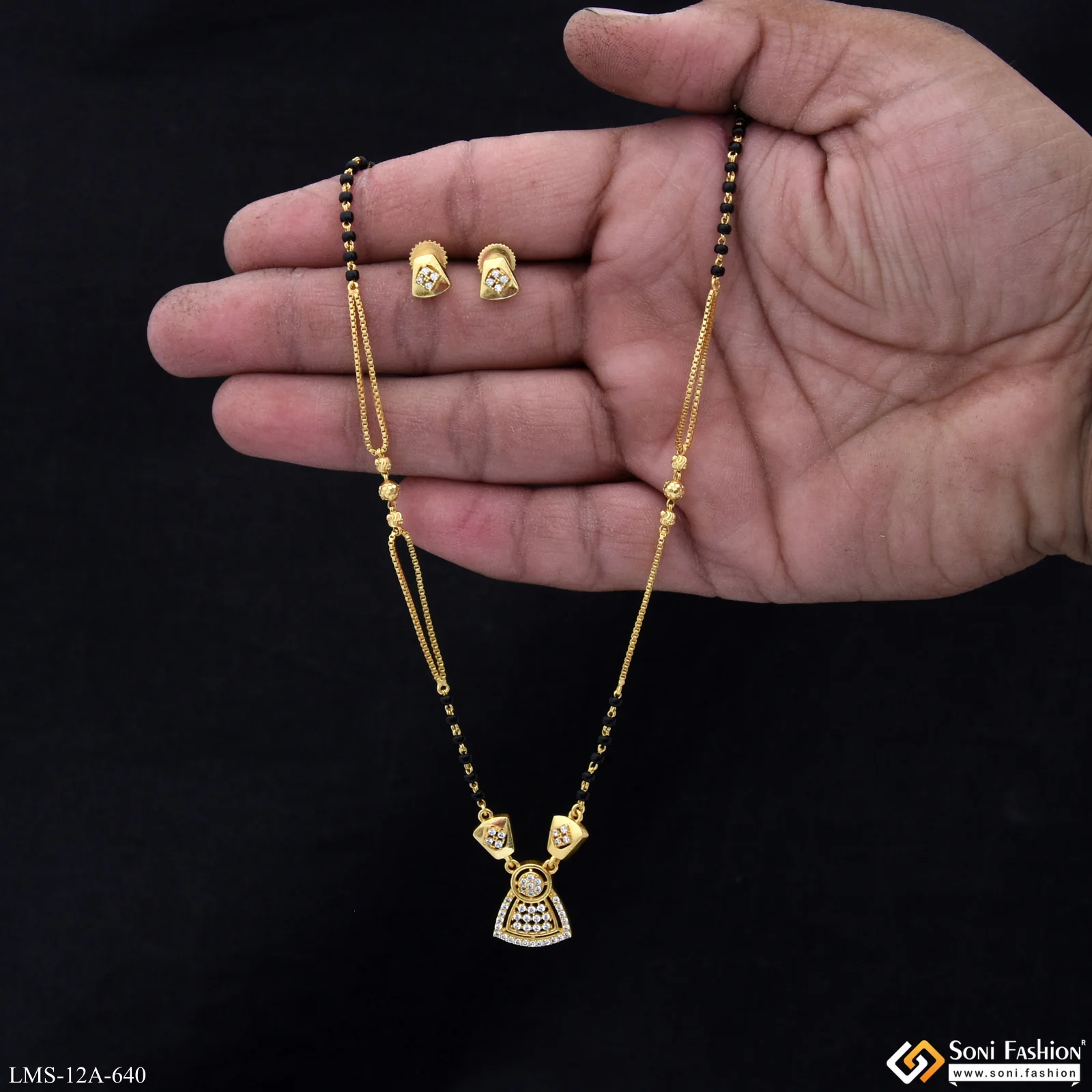 Opulent Design Gold Plated Mangalsutra Set for Women - Style A640 - Image 2