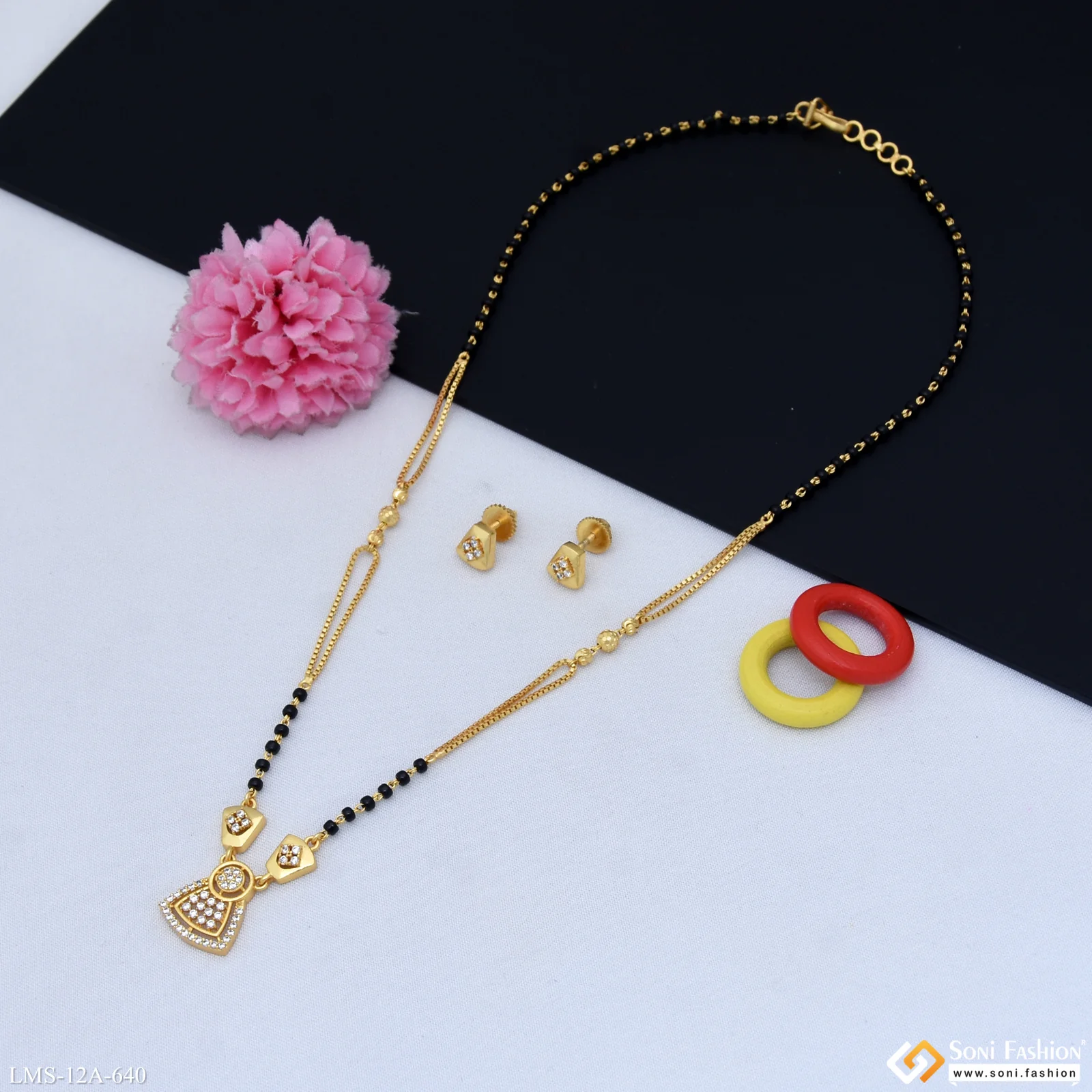 Opulent Design Gold Plated Mangalsutra Set for Women - Style A640 - Image 3