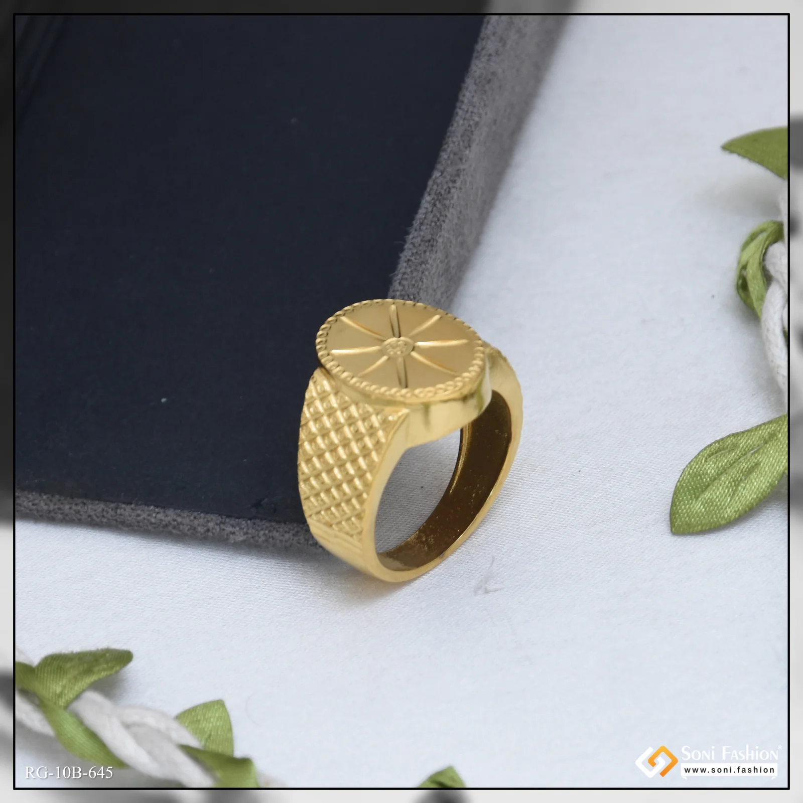 Oval Shape Latest Design Gold Plated Ring for Men - Style B645 - Image 2