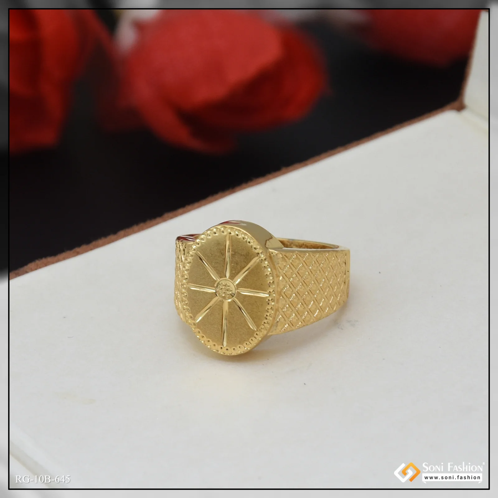 Oval Shape Latest Design Gold Plated Ring for Men - Style B645 - Image 4