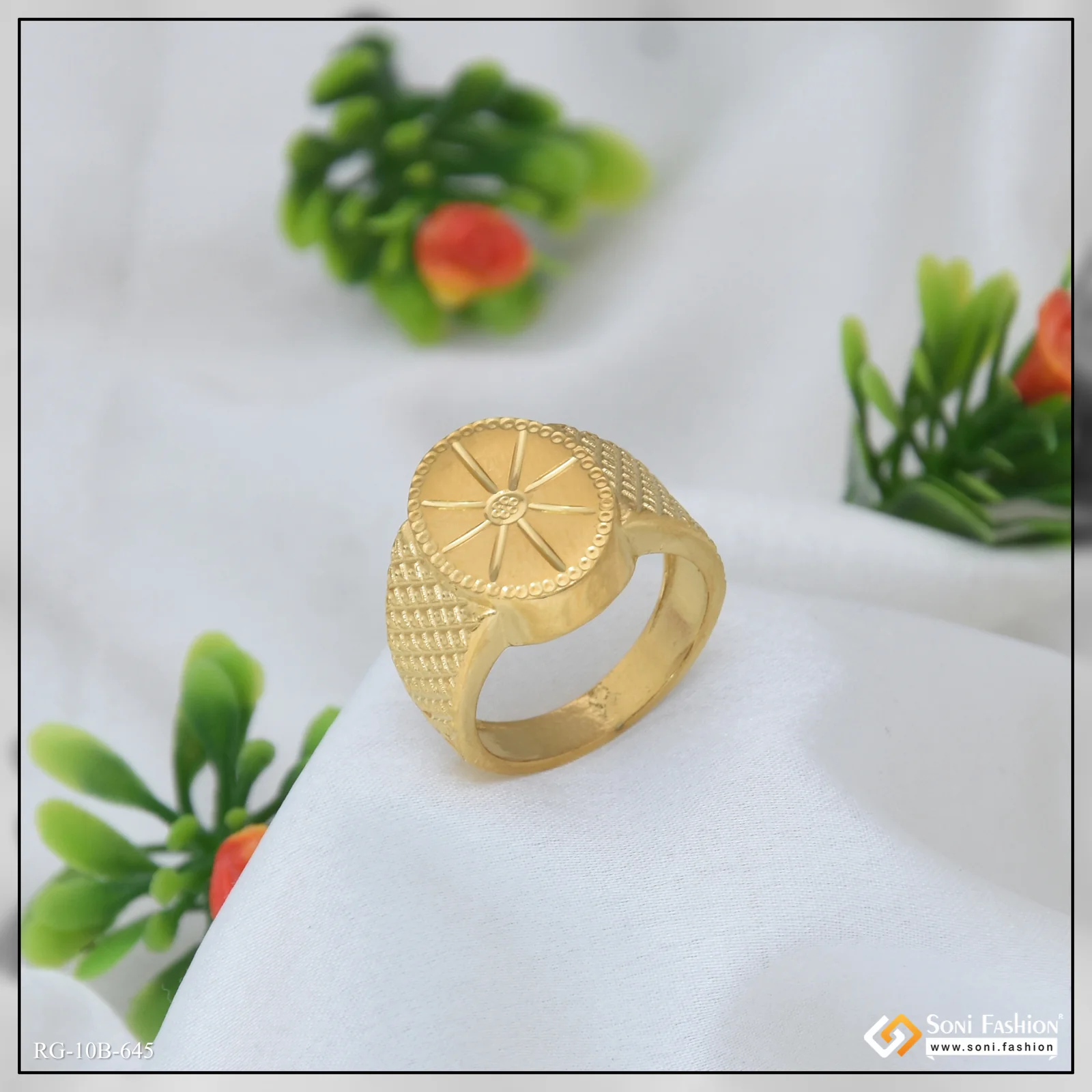 Oval Shape Latest Design Gold Plated Ring for Men - Style B645 - Image 5