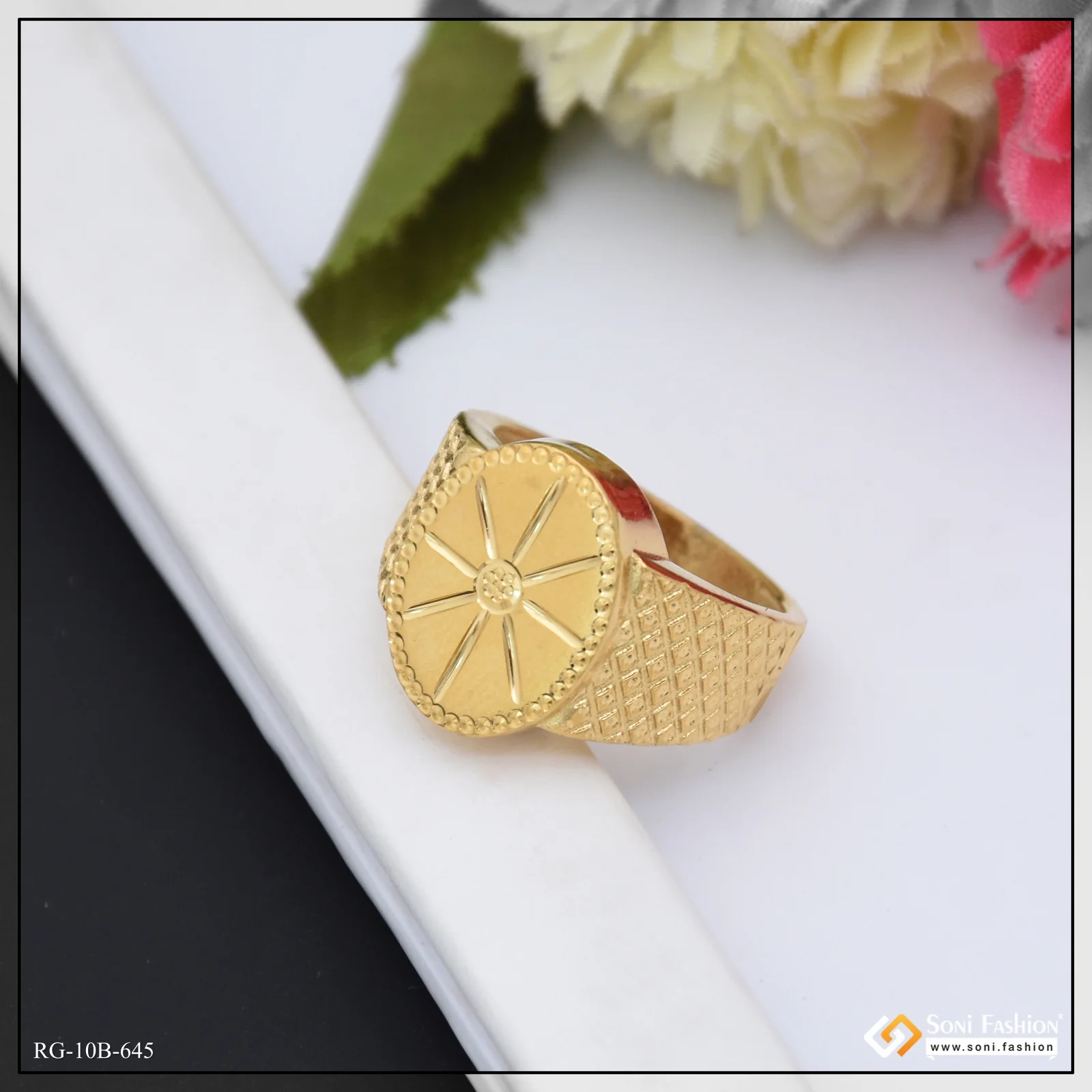 Oval Shape Latest Design Gold Plated Ring for Men - Style B645 - Image 6