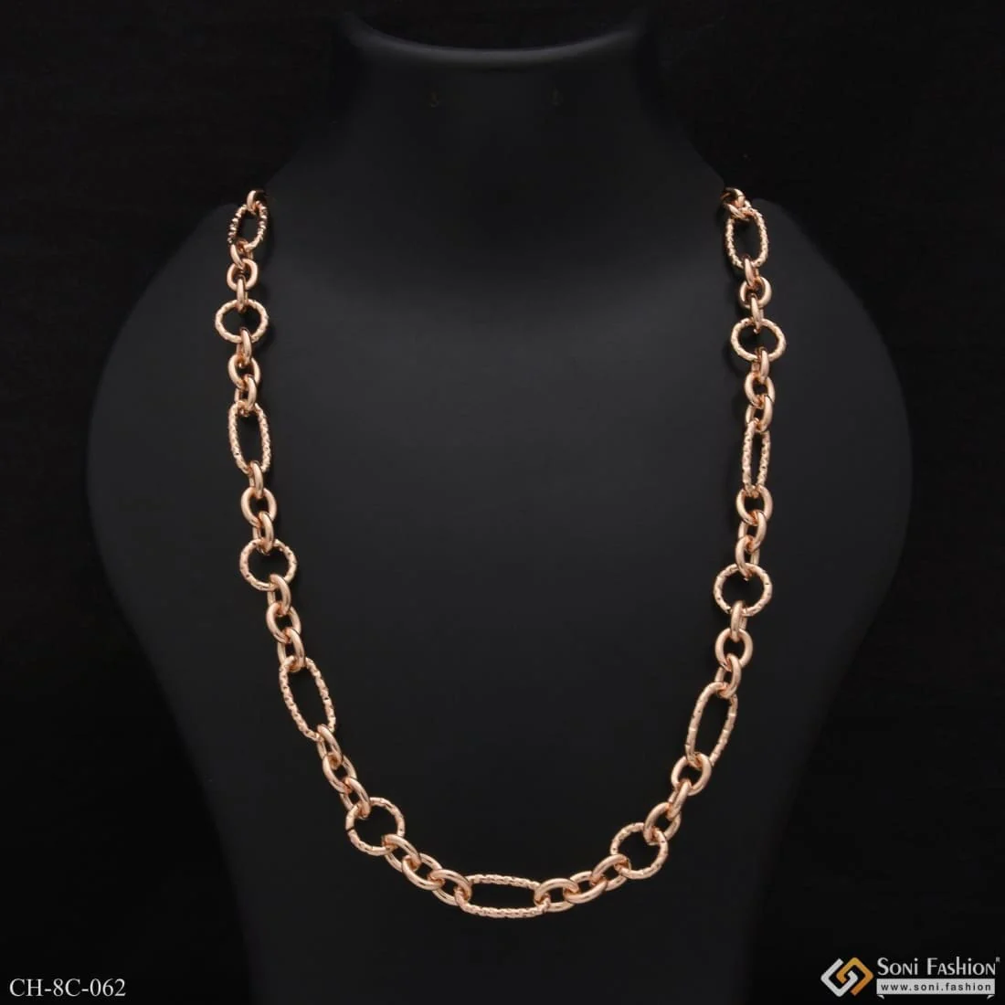 Owal Shape Linked Best Quality Attractive Design Rose Gold Chain - Style C062 - Image 2