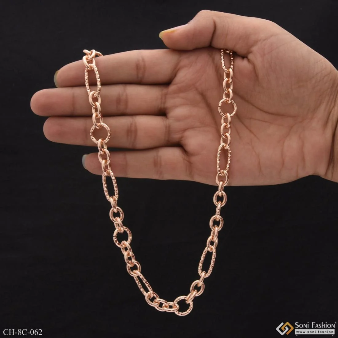 Owal Shape Linked Best Quality Attractive Design Rose Gold Chain - Style C062 - Image 3