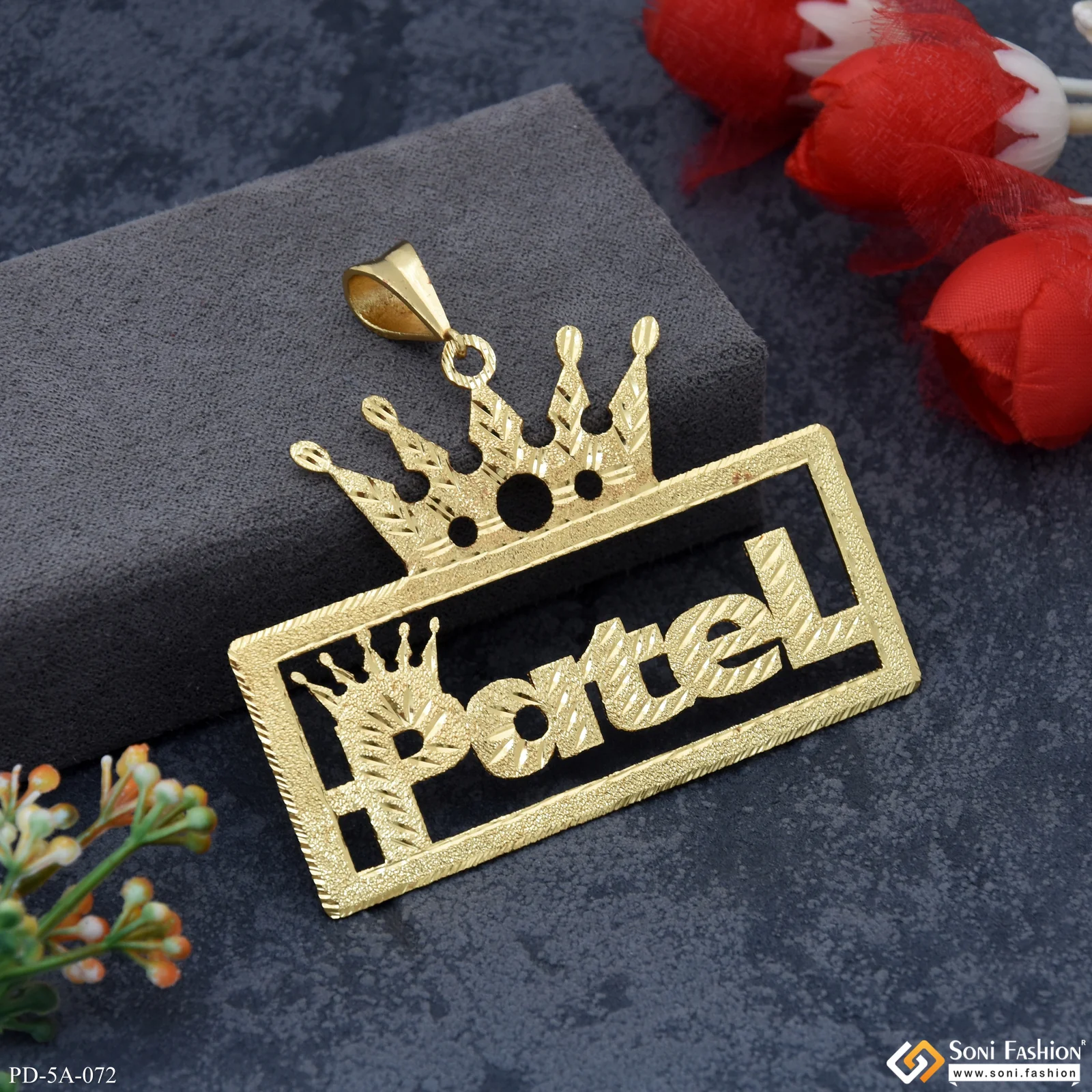 Patel-(letter) King-crown Fashionable Design Gold Plated Pendant For Men - Style A072 - Image 3