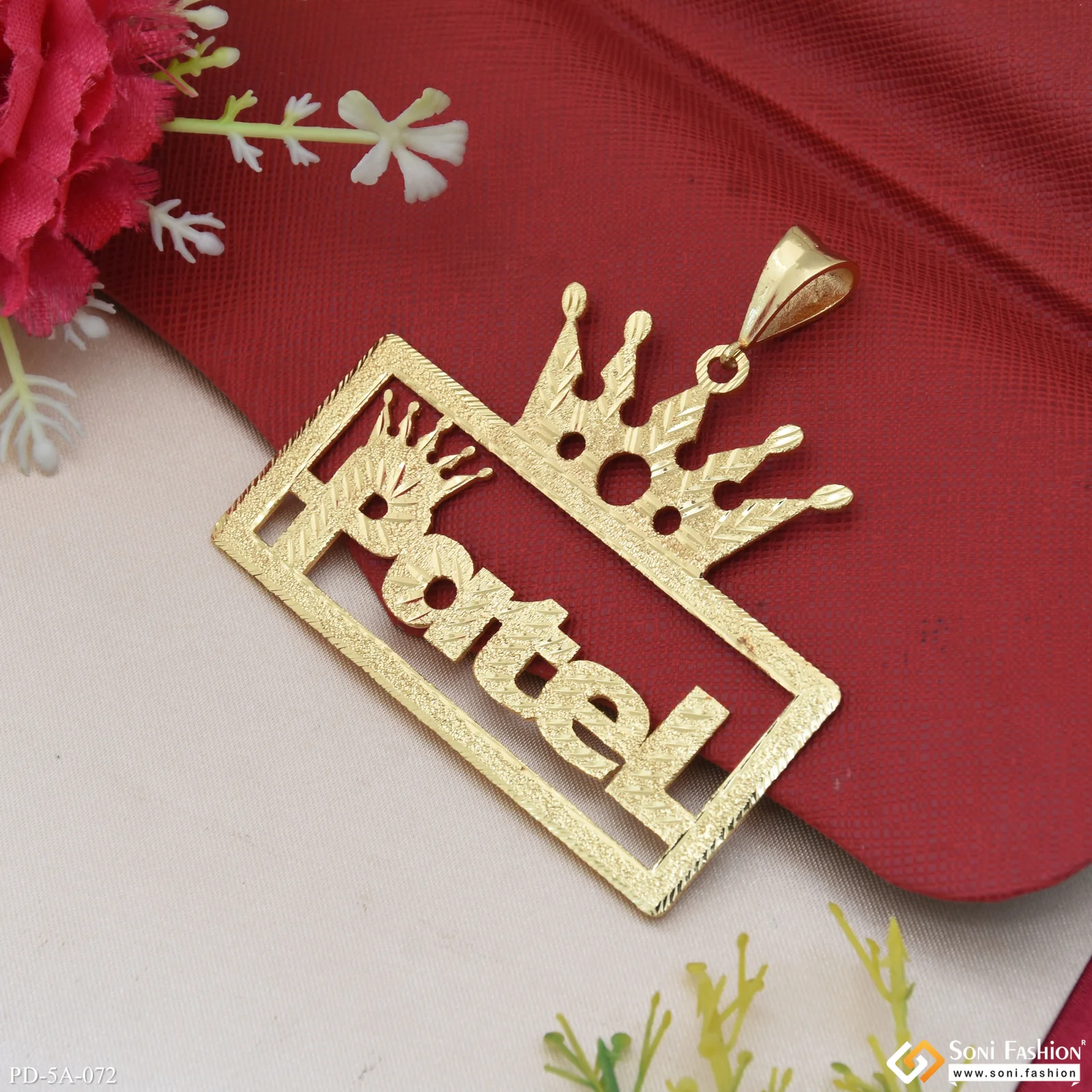 Patel-(letter) King-crown Fashionable Design Gold Plated Pendant For Men - Style A072 - Image 4