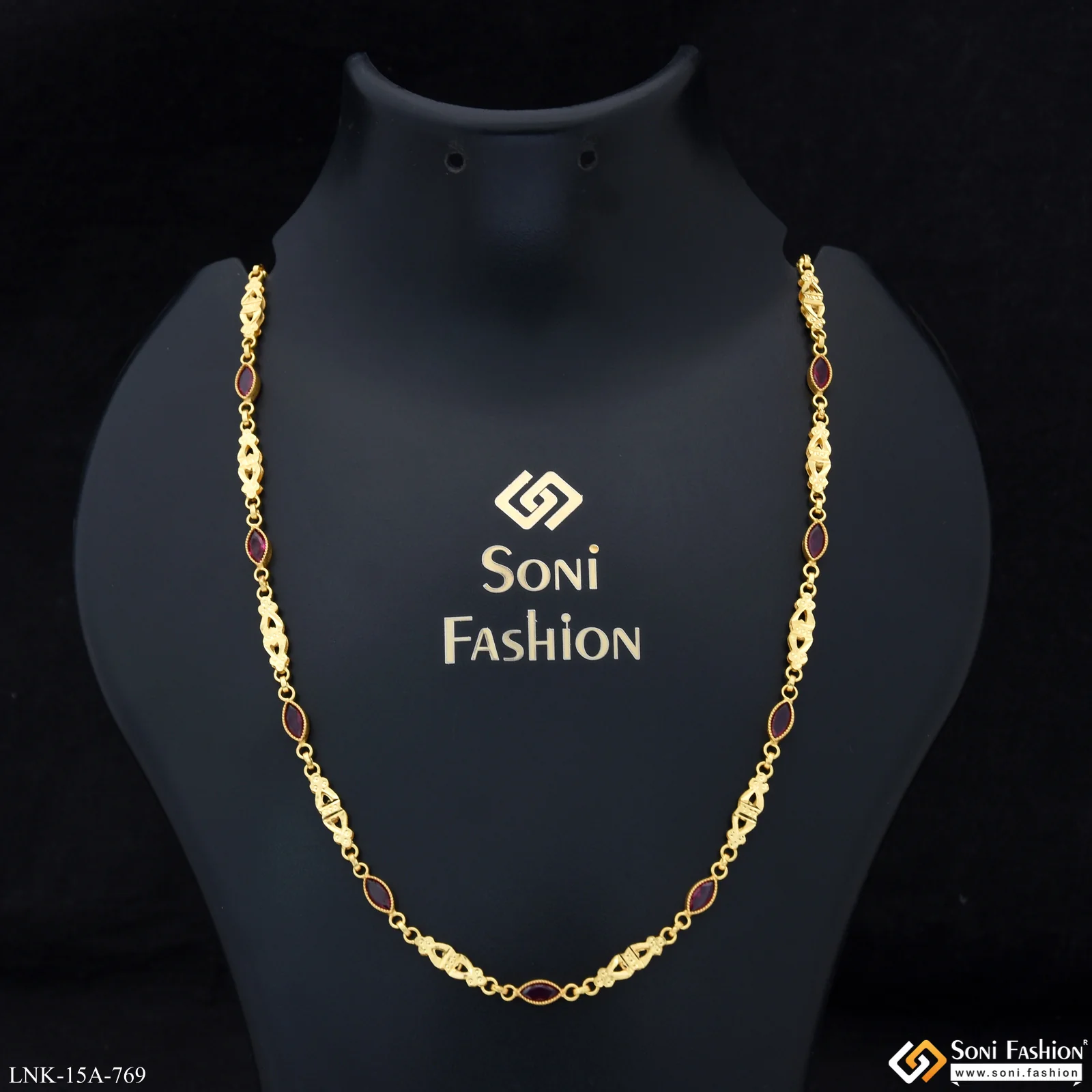 Pink Stone Best Quality Gold Plated Chain for Ladies - Style A769