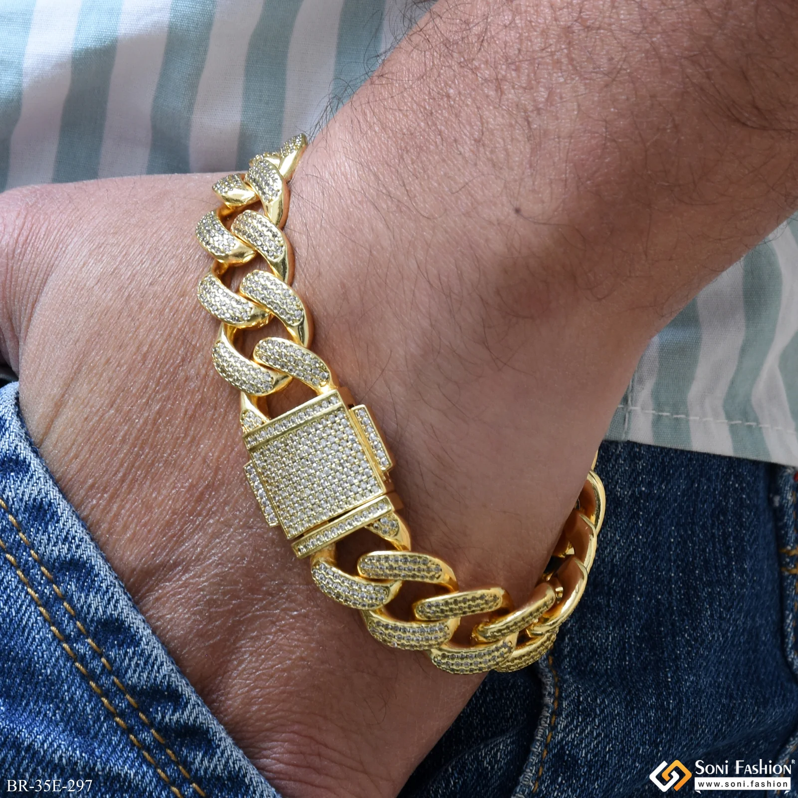 Popular Design 18k Gold Plated Bracelet for Men - Style E297