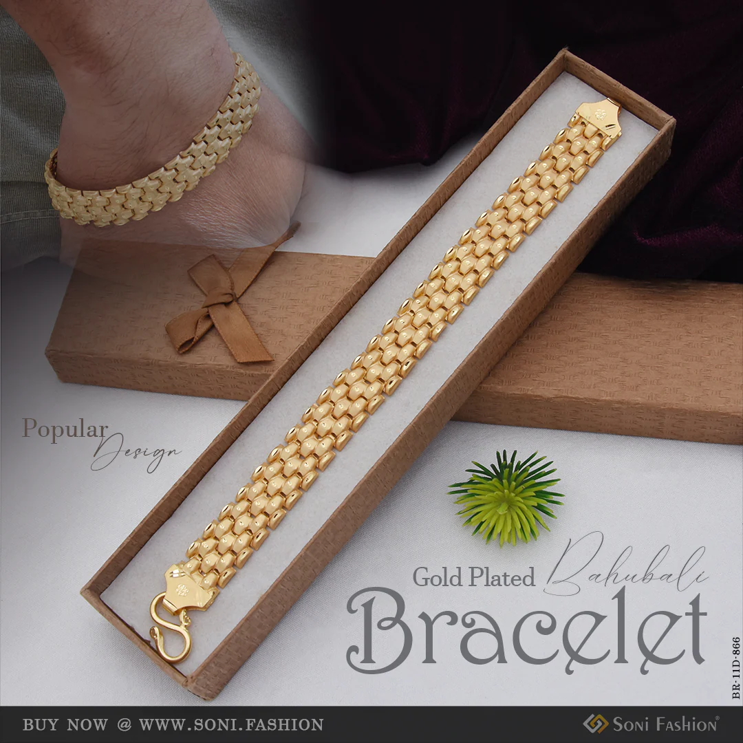 Popular Design Gold Plated Bahubali Bracelet for Men - Style D866