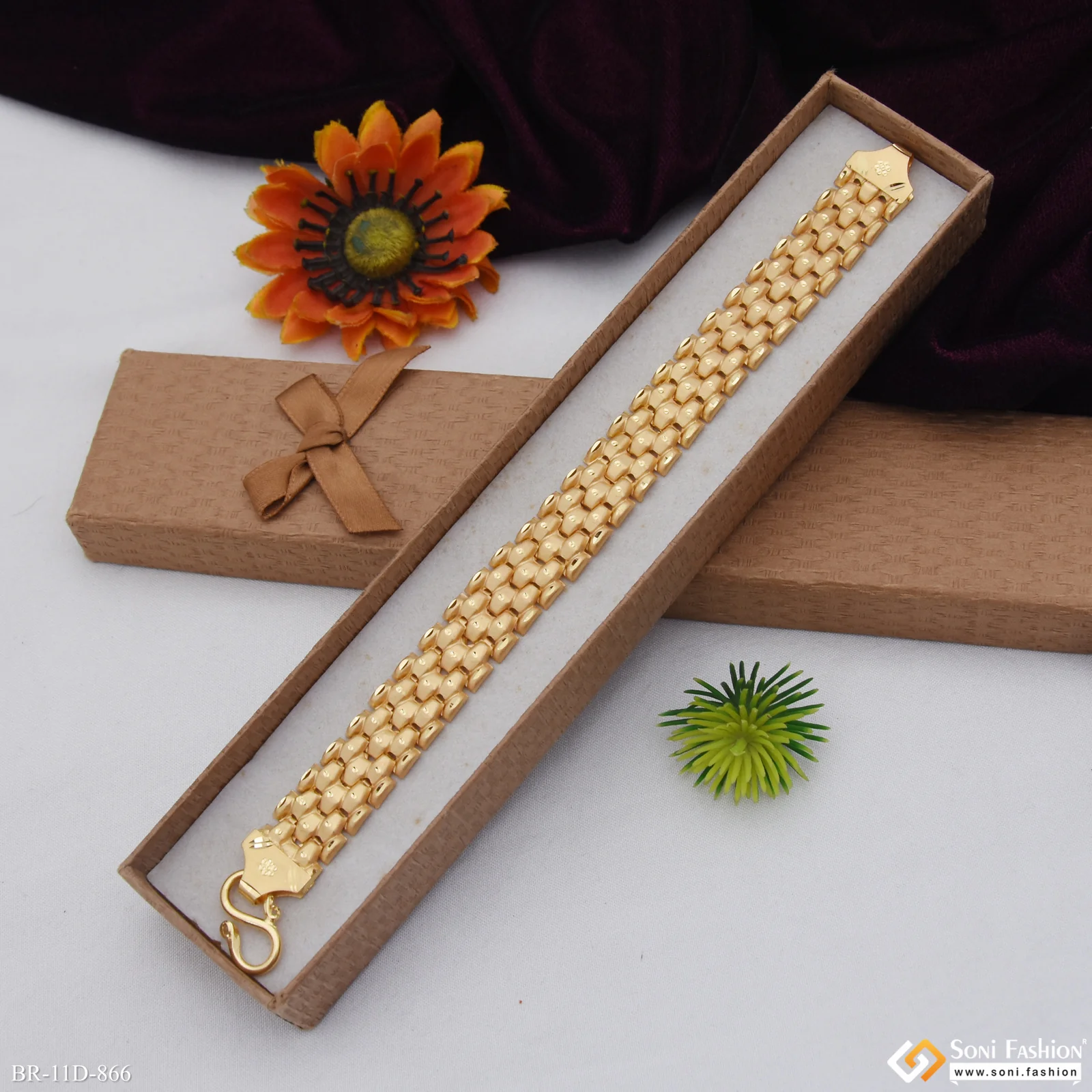 Popular Design Gold Plated Bahubali Bracelet for Men - Style D866 - Image 5