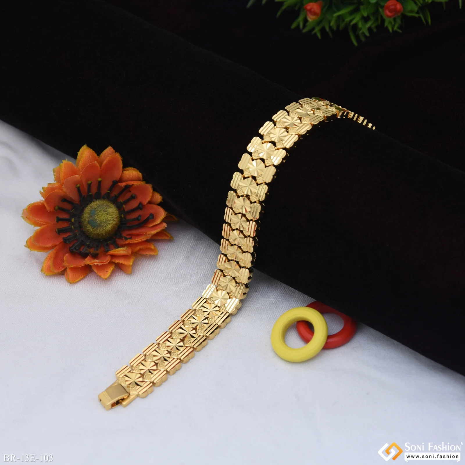 Popular Design Gold Plated Bracelet for Men - Style E103 - Image 5