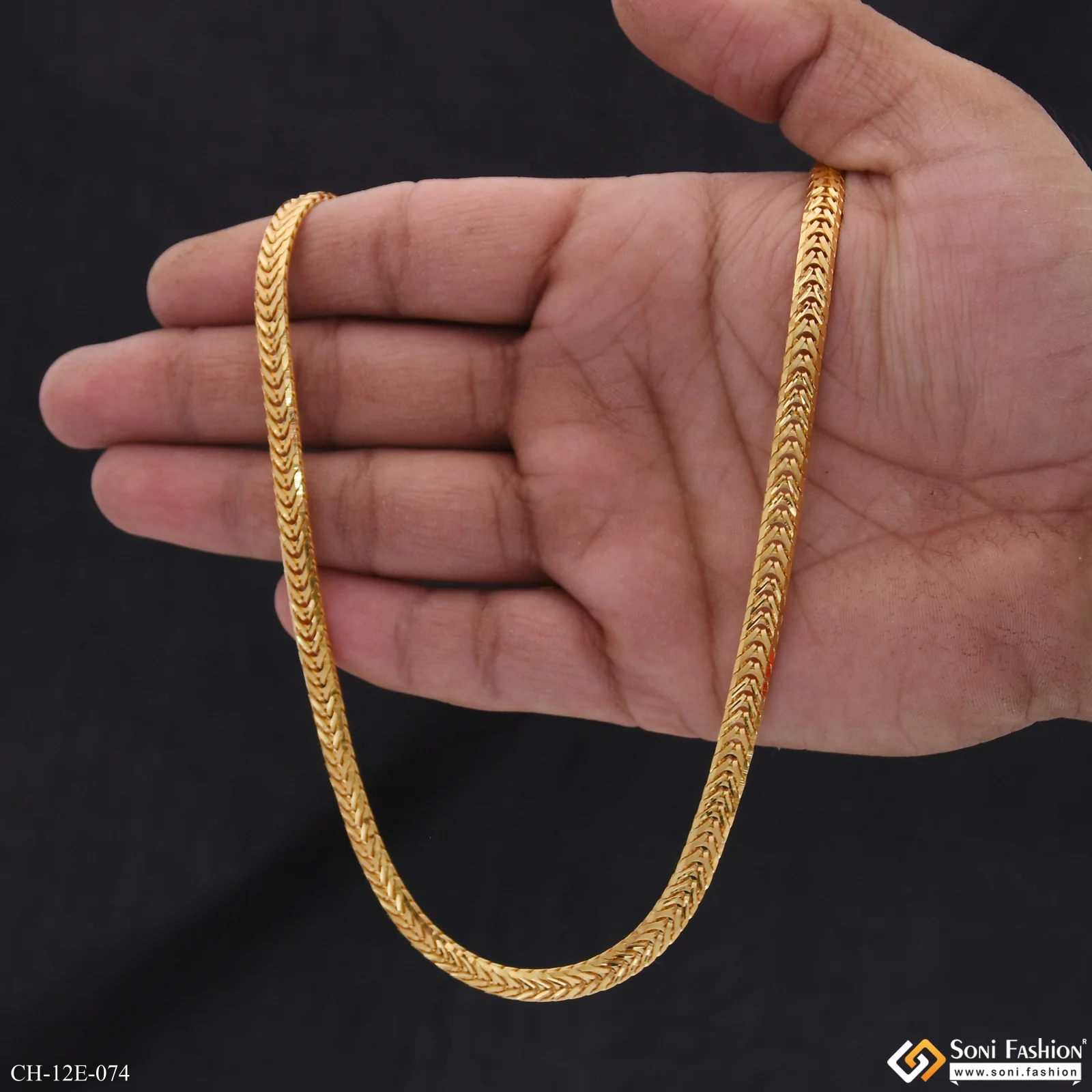 Popular Design Gold Plated Flat Link Chain for Men - Style E074 - Image 5