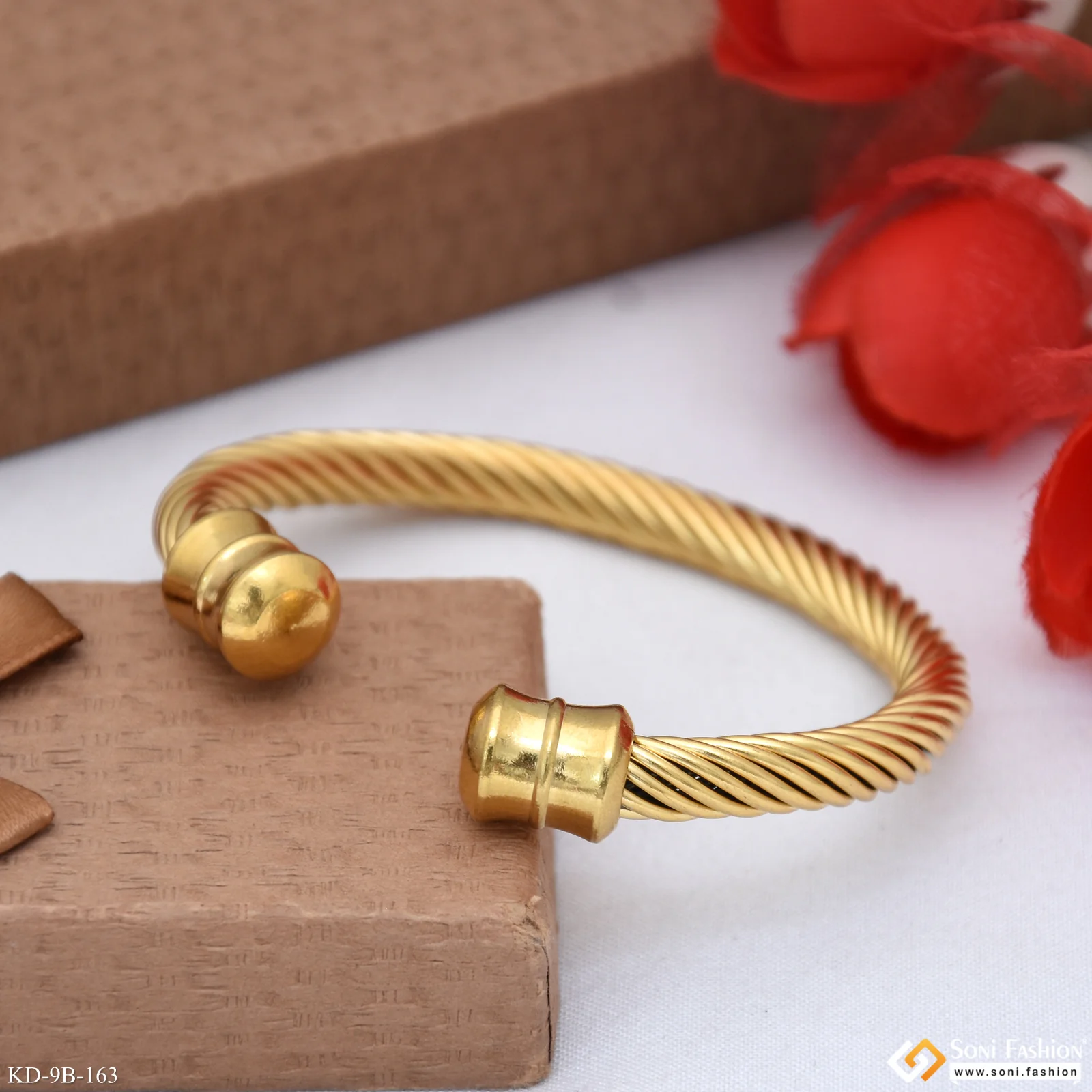 Popular Design Gold Plated Kada for Men - Style B163 - Image 3