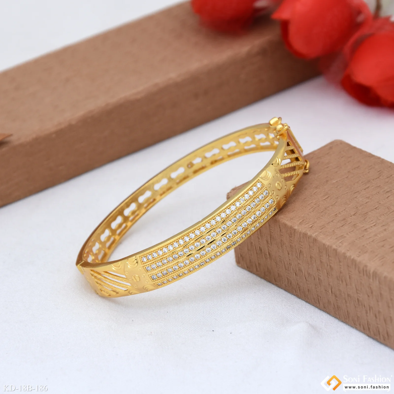 Popular Design Gold Plated Kada for Men - Style B186 - Image 2