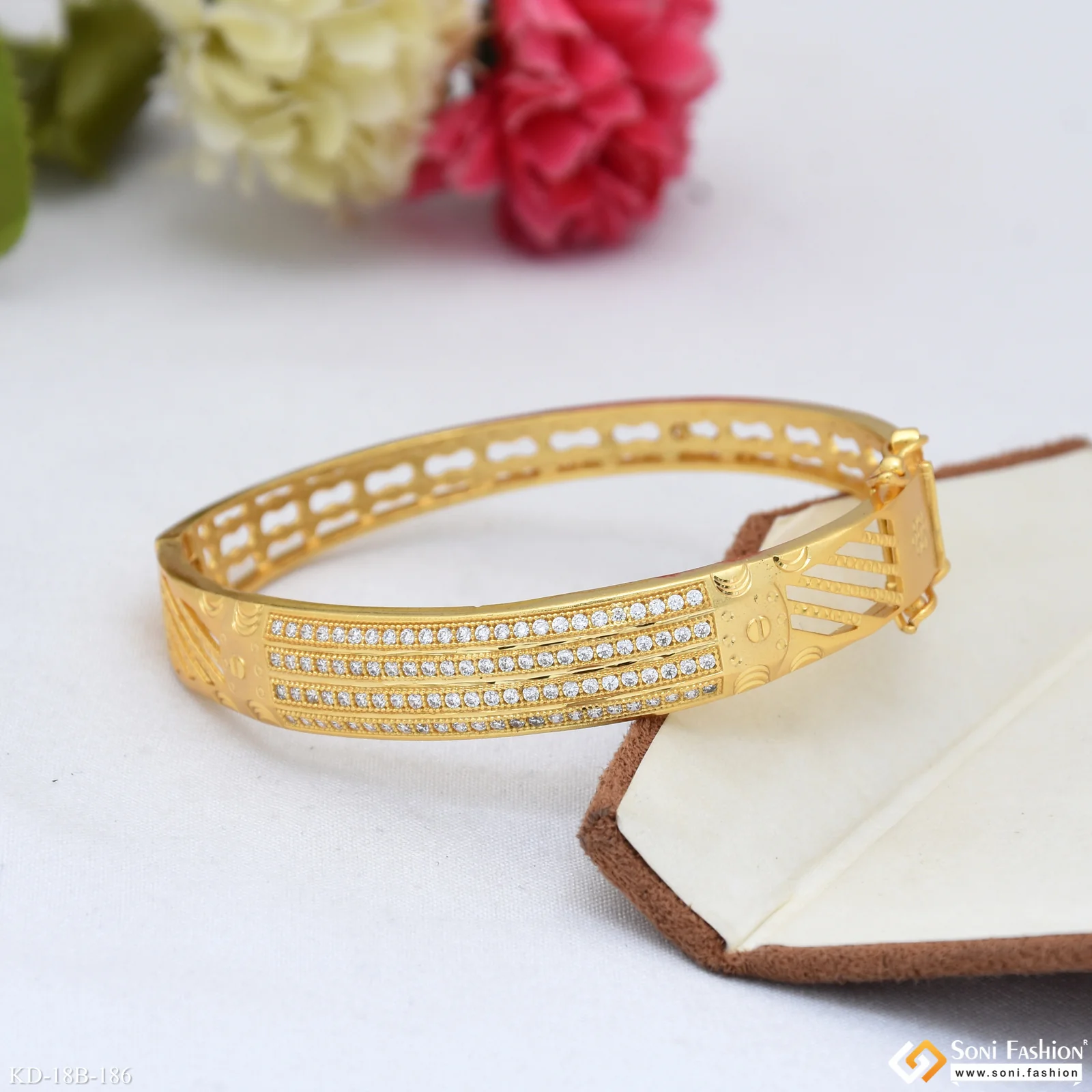 Popular Design Gold Plated Kada for Men - Style B186 - Image 3