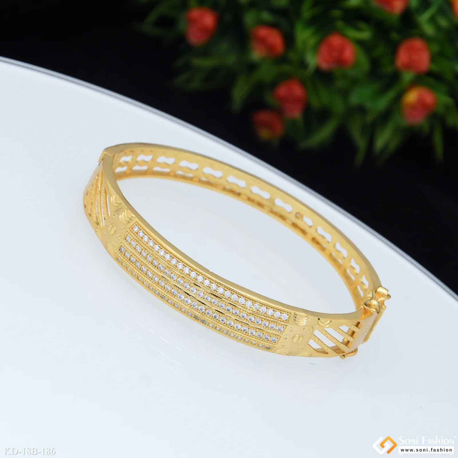 Popular Design Gold Plated Kada for Men - Style B186 - Image 4