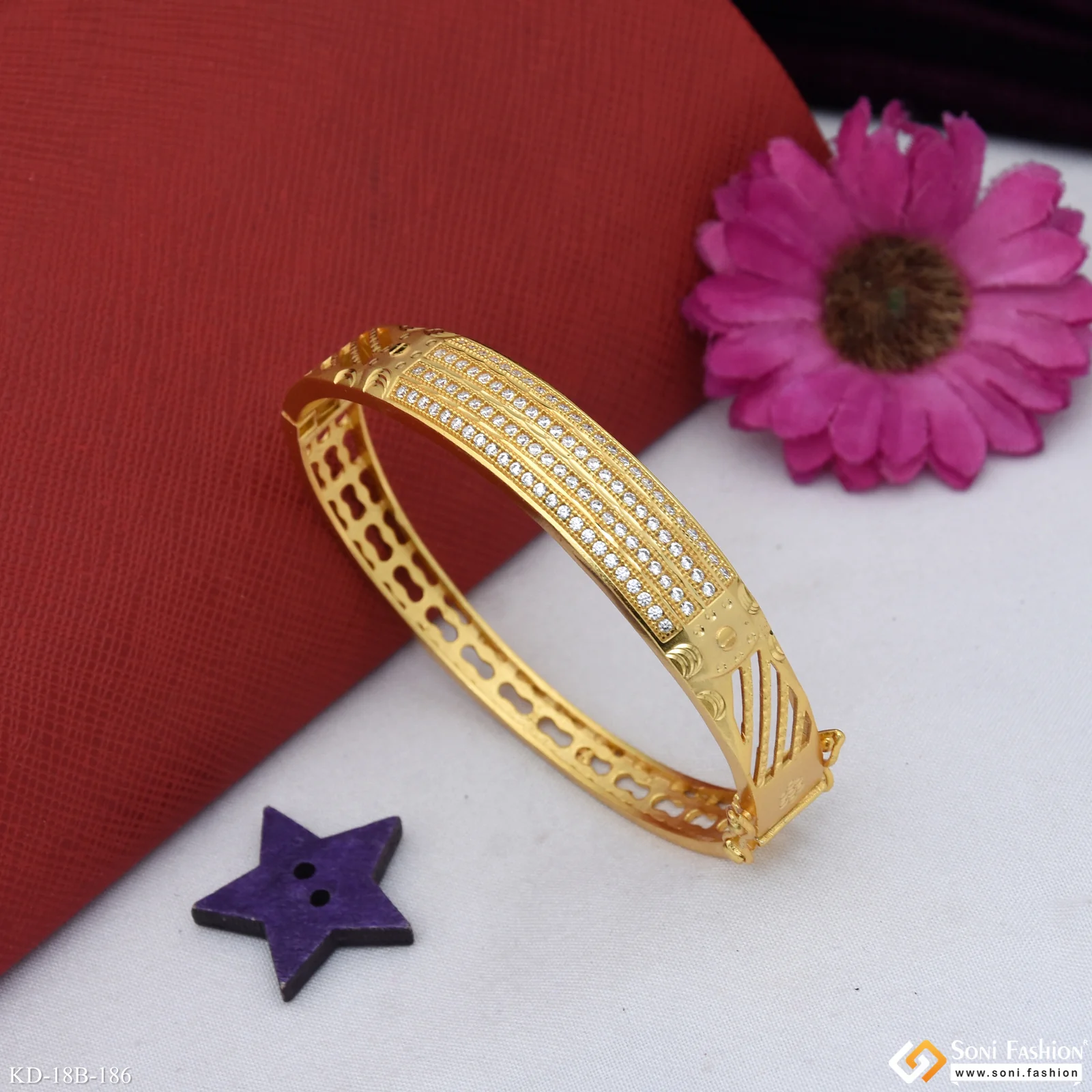 Popular Design Gold Plated Kada for Men - Style B186 - Image 5