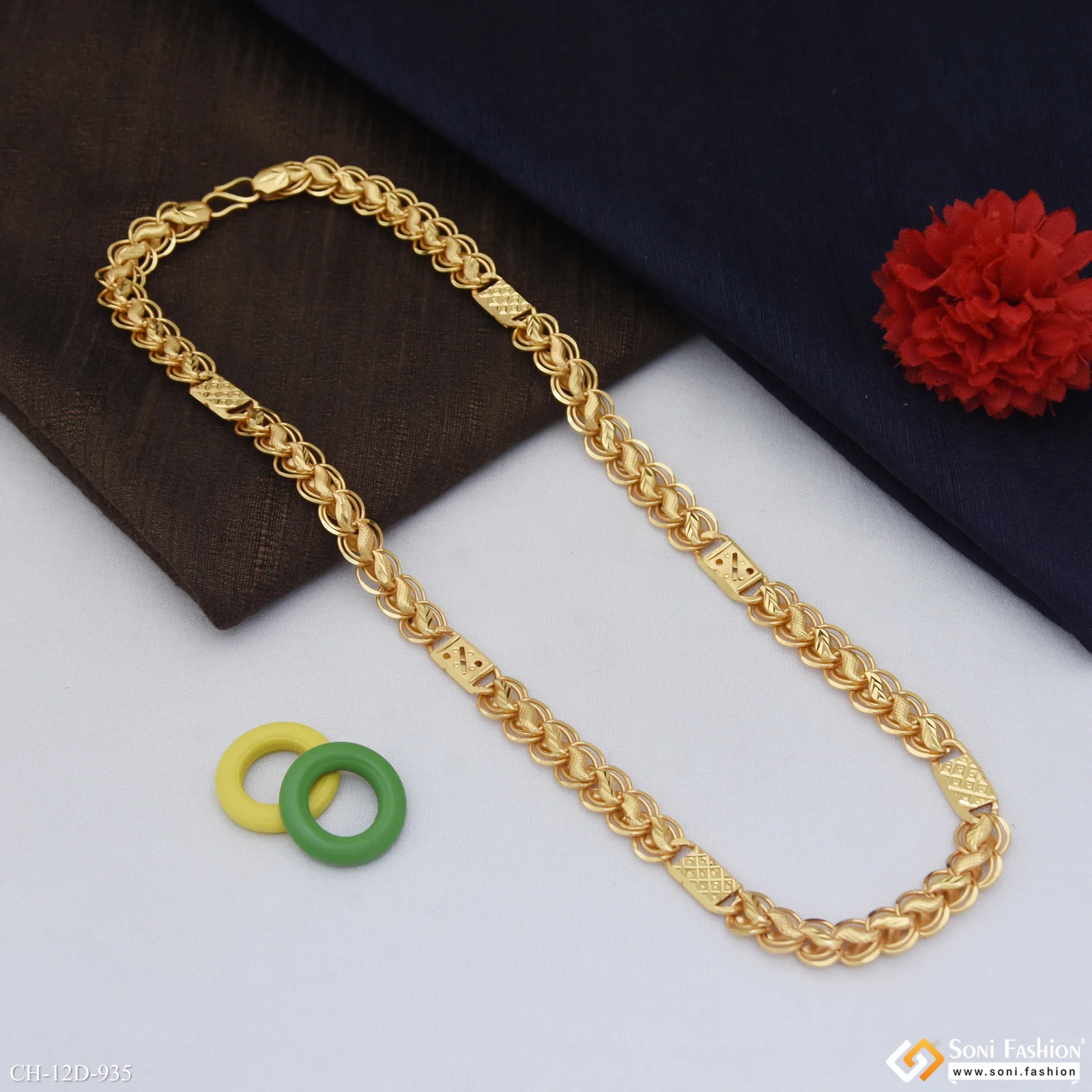 Popular Design Gold Plated Kohli Nawabi Chain for Men - Style D935 - Image 4