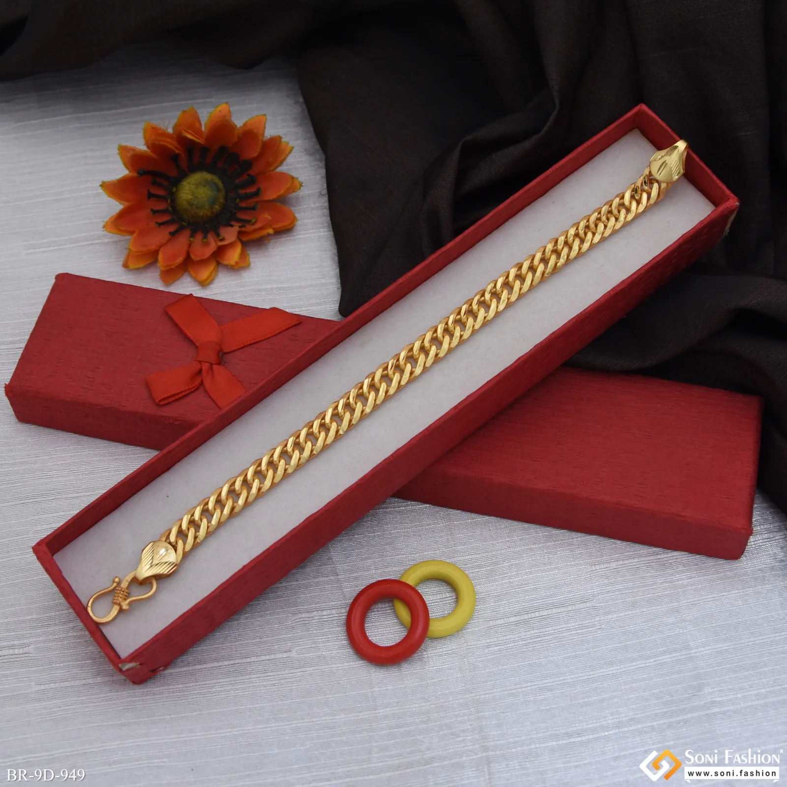 Popular Design Gold Plated Link Bracelet for Men - Style D949 - Image 5