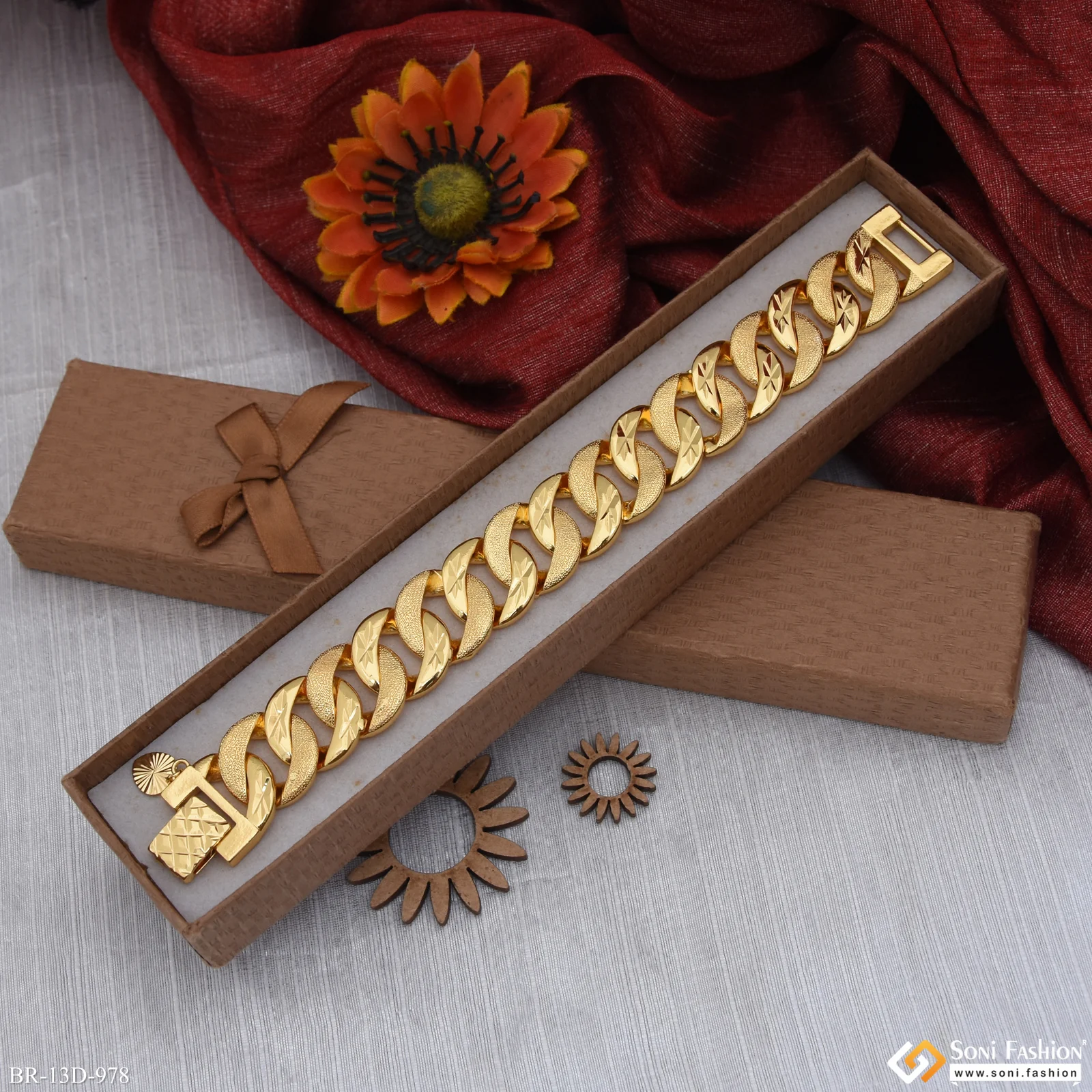 Popular Design Gold Plated Link Bracelet for Men - Style D978 - Image 6