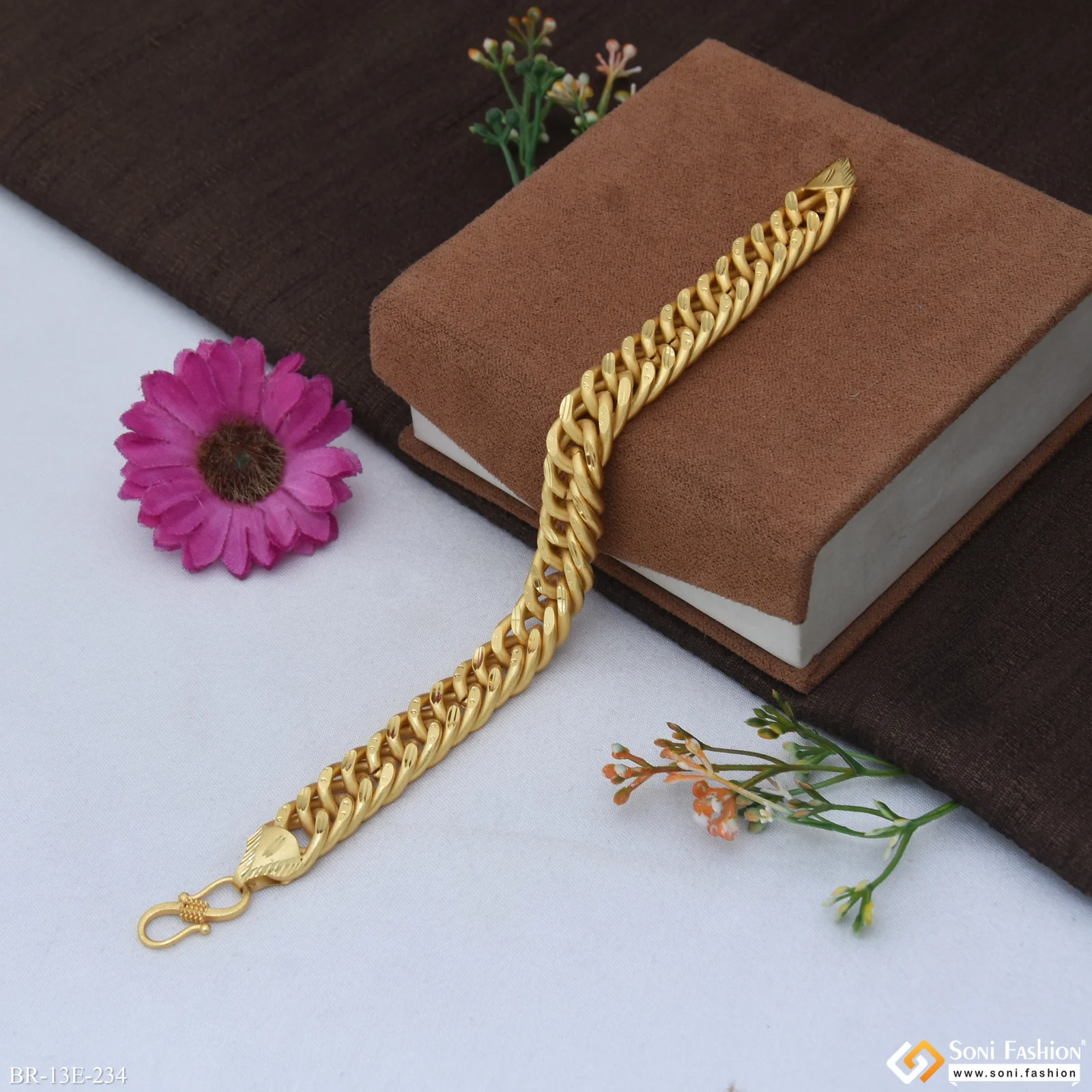 Popular Design Gold Plated Link Bracelet for Men - Style E234 - Image 3