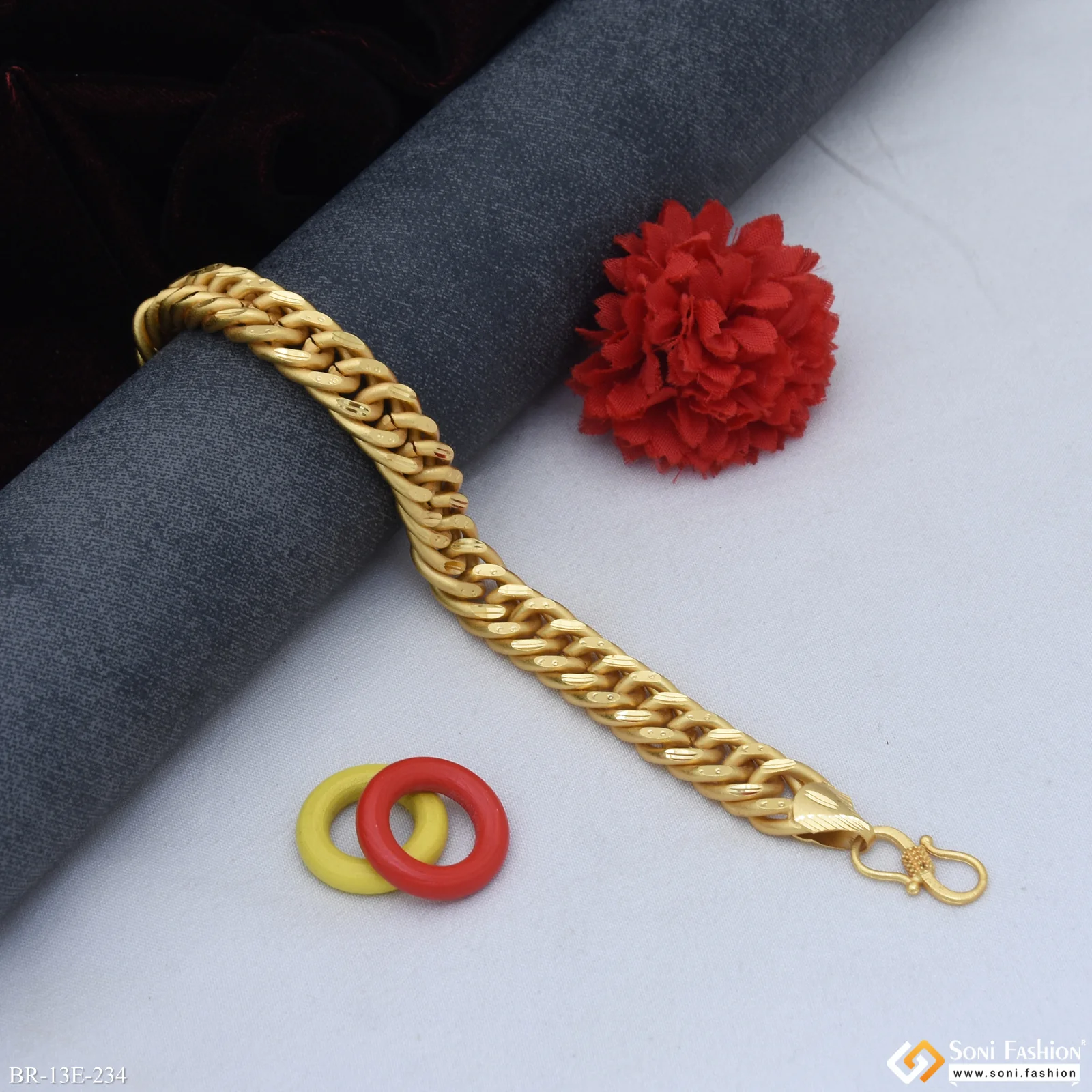 Popular Design Gold Plated Link Bracelet for Men - Style E234 - Image 4