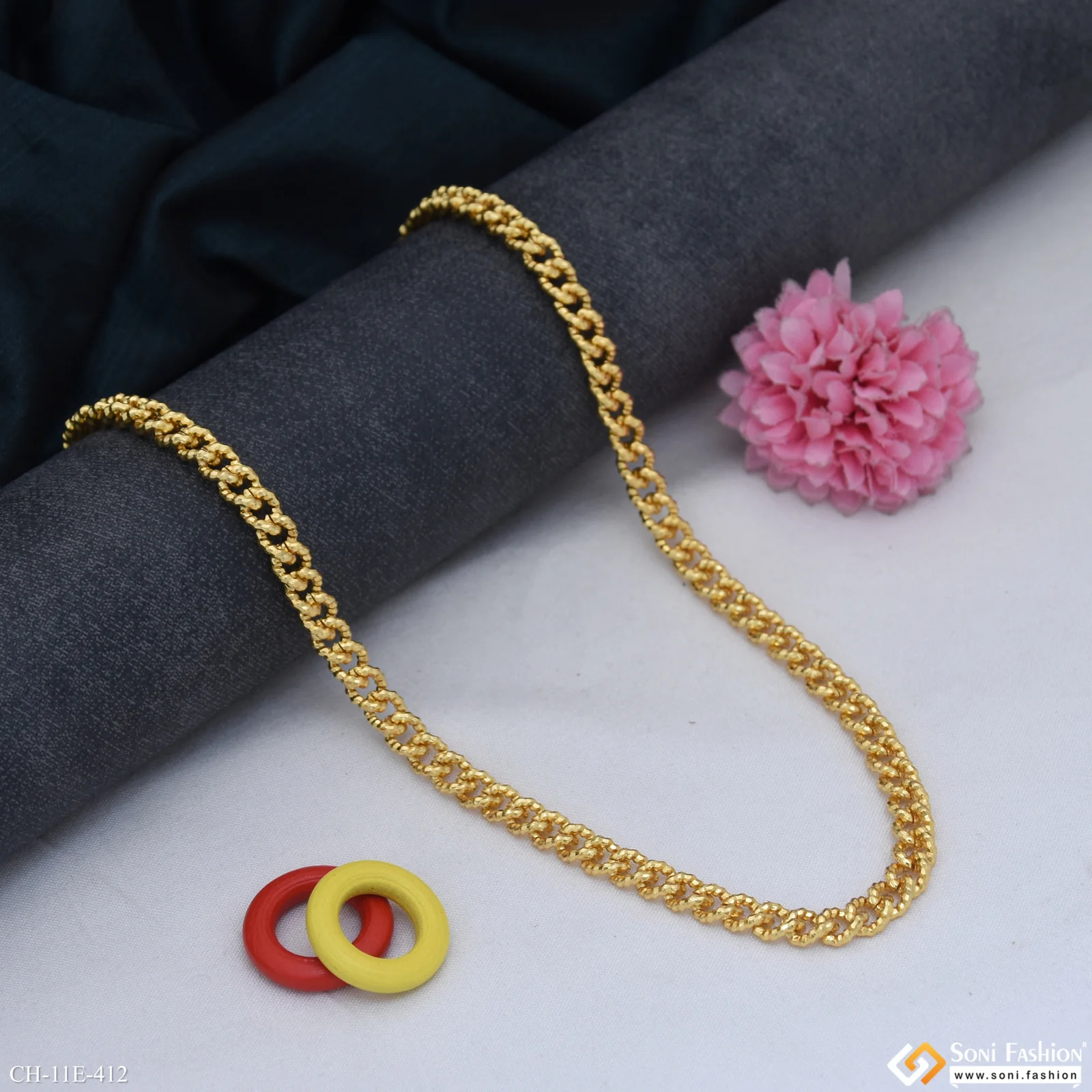 Popular Design Gold Plated Link Chain for Men - Style E412 - Image 3