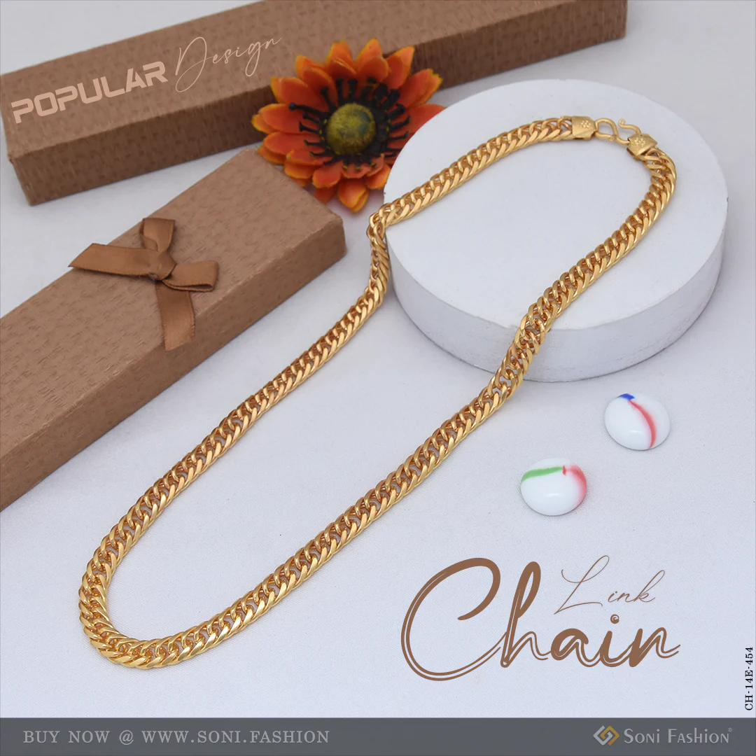 Popular Design Gold Plated Link Chain for Men - Style E454