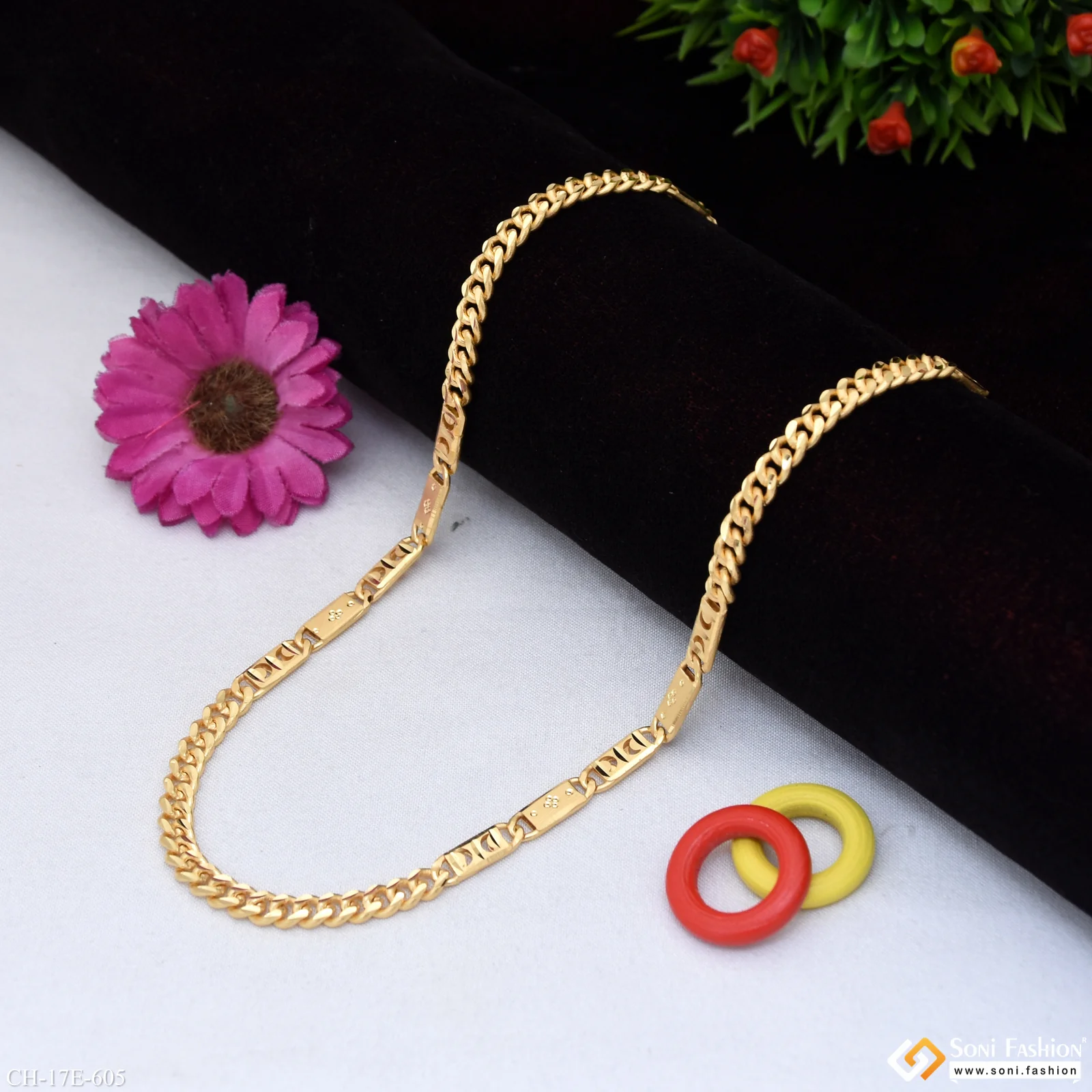 Popular Design Gold Plated Link Nawabi Chain for Men - Style E605 - Image 3