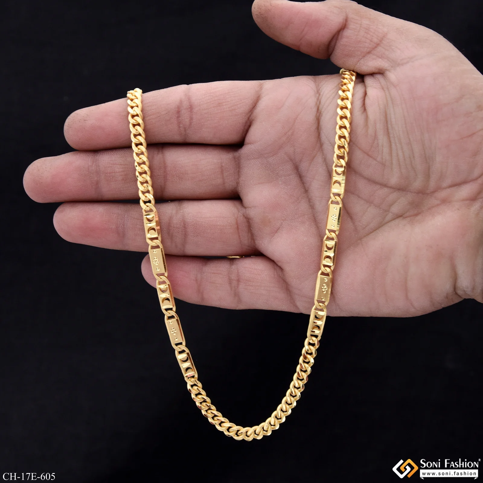 Popular Design Gold Plated Link Nawabi Chain for Men - Style E605 - Image 5