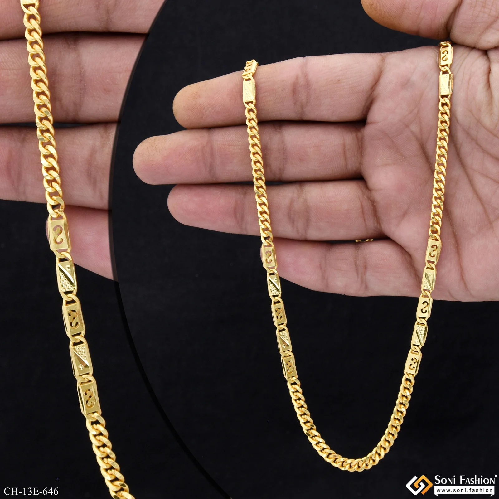 Popular Design Gold Plated Link Nawabi Chain for Men - Style E646 - Image 2