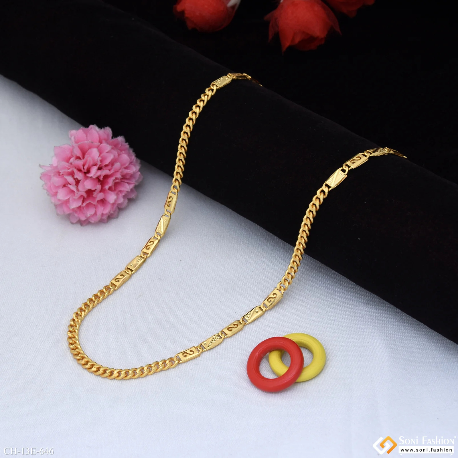 Popular Design Gold Plated Link Nawabi Chain for Men - Style E646 - Image 3