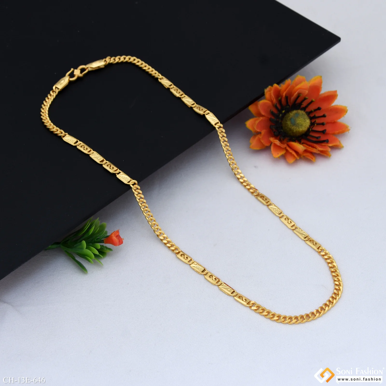 Popular Design Gold Plated Link Nawabi Chain for Men - Style E646 - Image 4