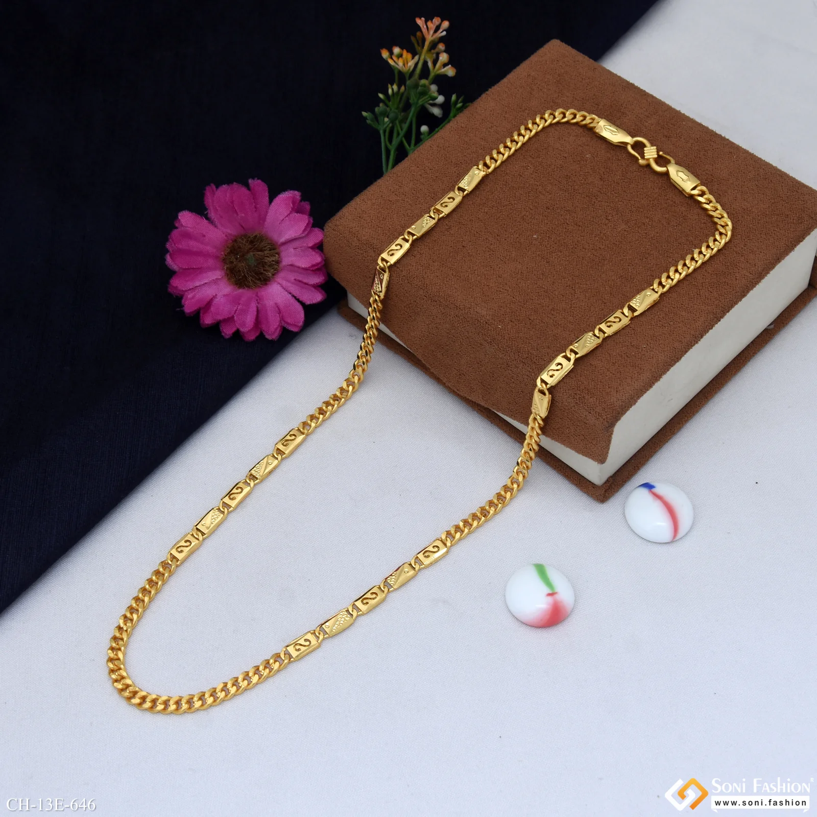 Popular Design Gold Plated Link Nawabi Chain for Men - Style E646 - Image 5