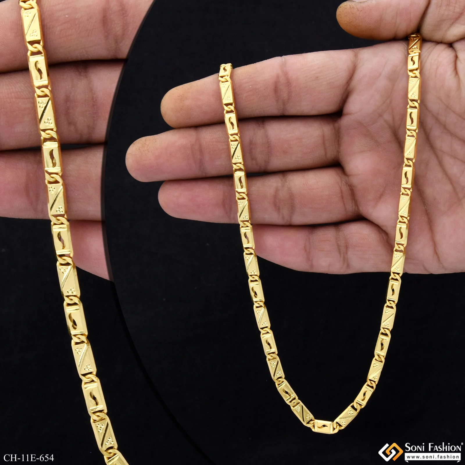 Popular Design Gold Plated Nawabi Chain for Men - Style E654 - Image 2