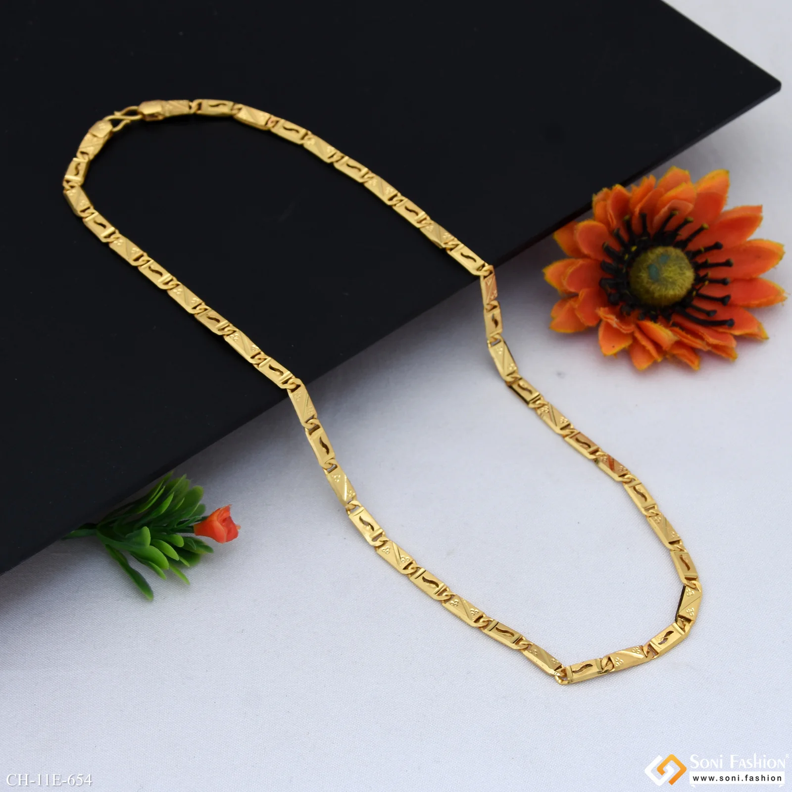 Popular Design Gold Plated Nawabi Chain for Men - Style E654 - Image 4