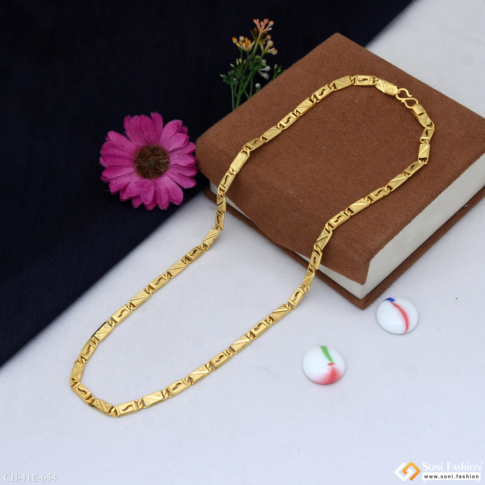 Popular Design Gold Plated Nawabi Chain for Men - Style E654 - Image 5