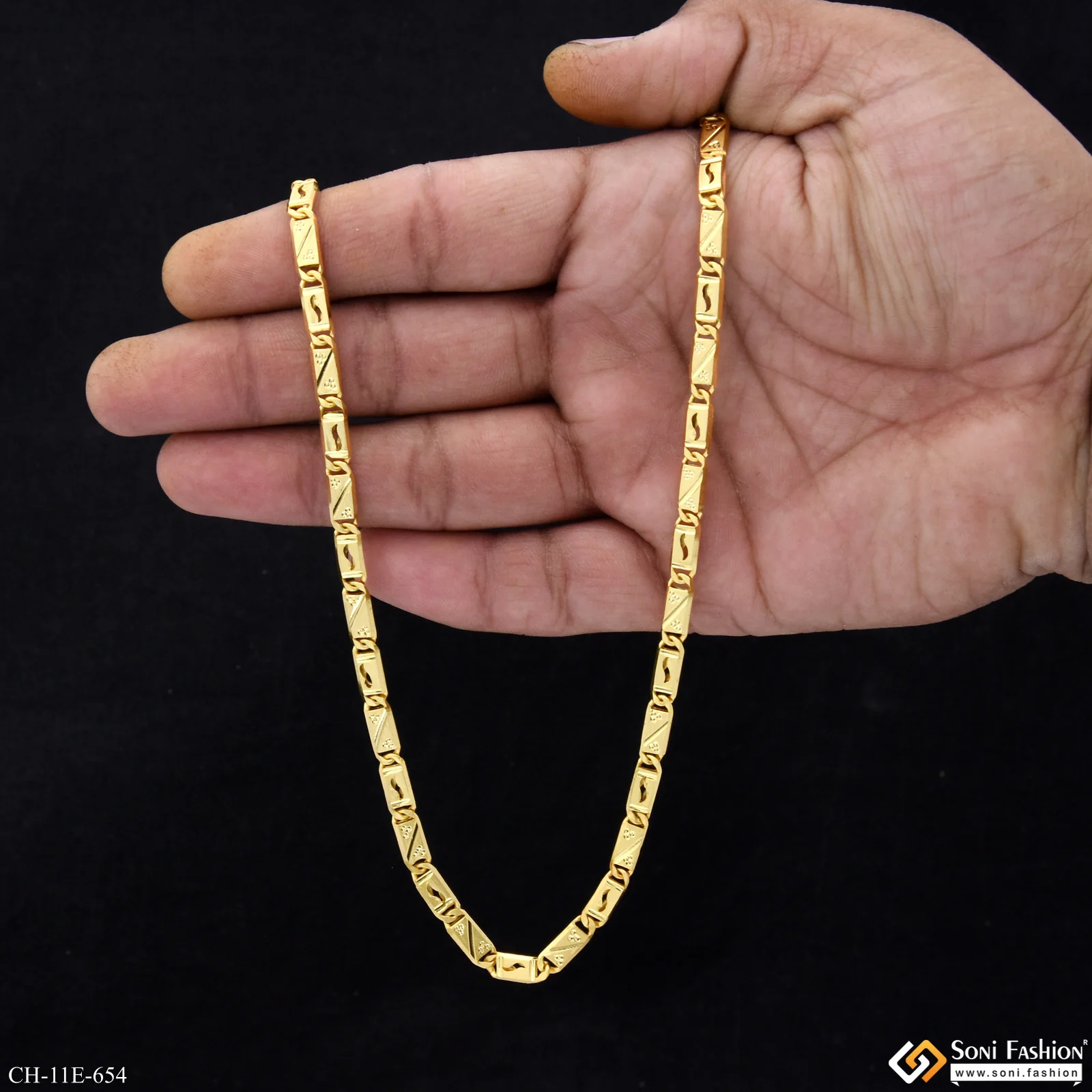 Popular Design Gold Plated Nawabi Chain for Men - Style E654 - Image 6