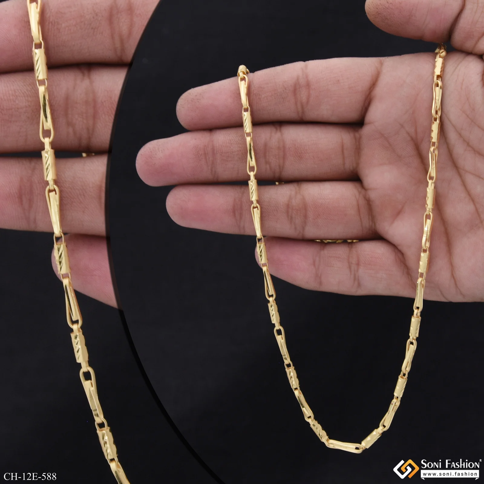 Popular Design Gold Plated Pipe Chain for Men - Style E588 - Image 2