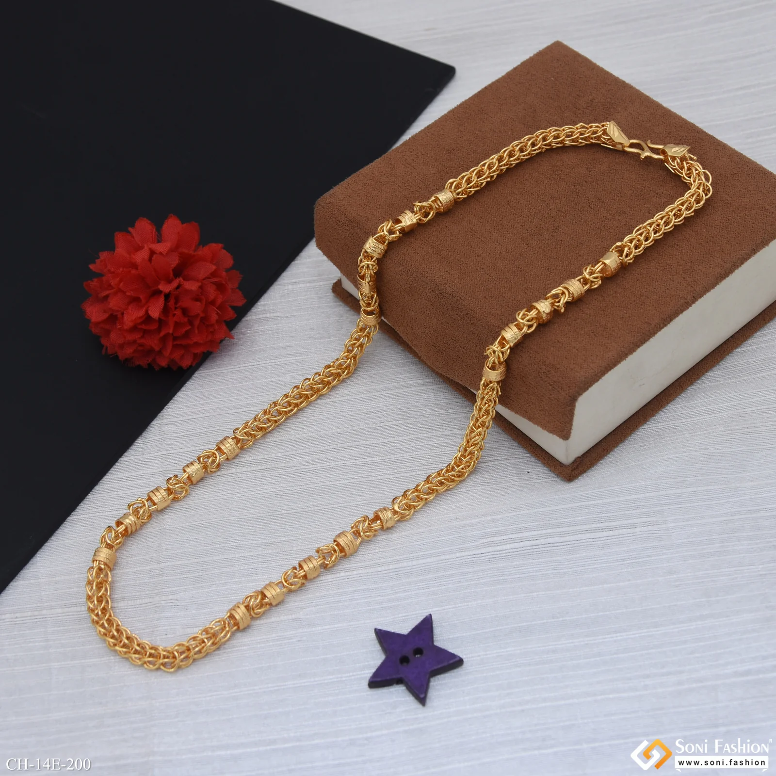 Popular Design Gold Plated Rajwadi Chain for Men - Style E200 - Image 3