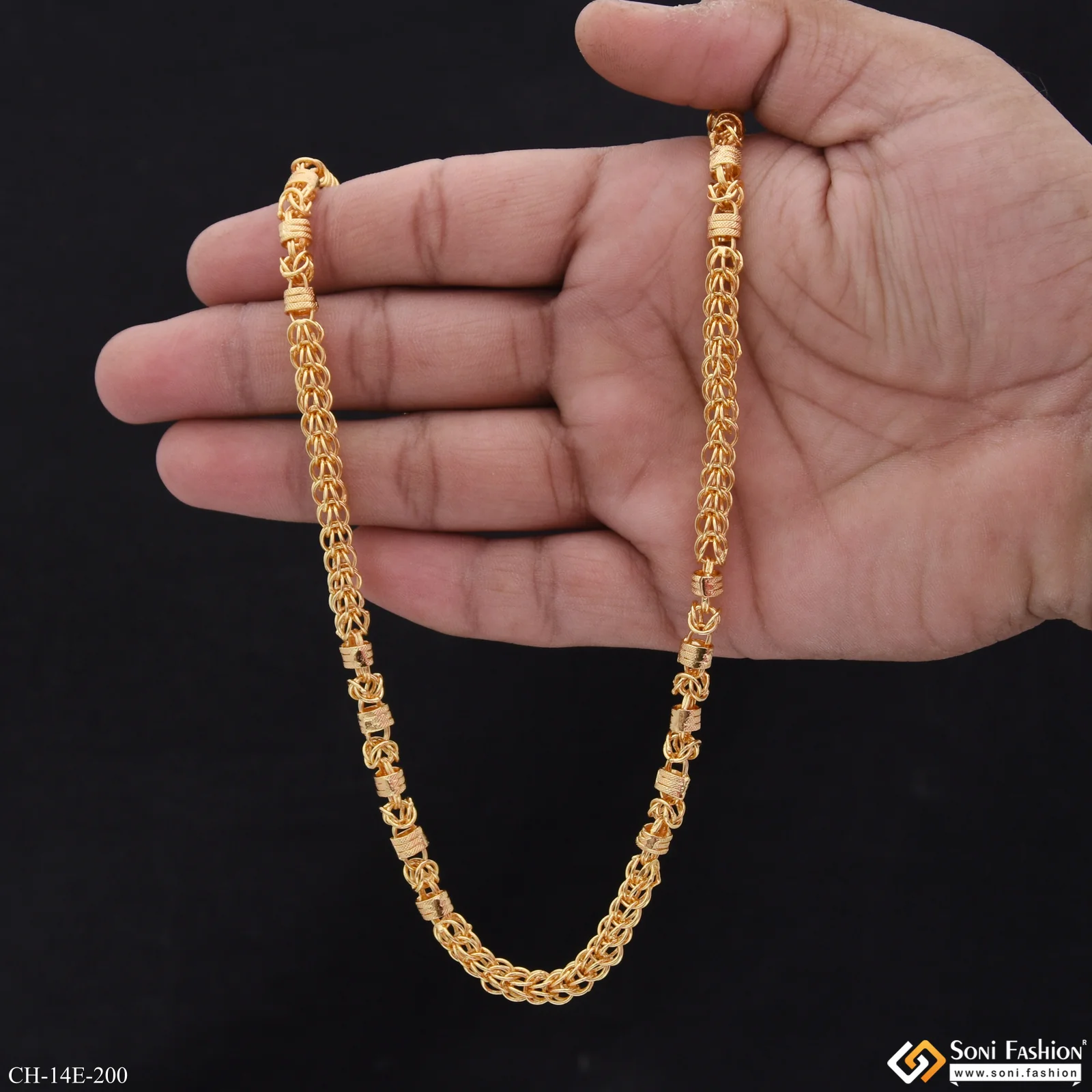 Popular Design Gold Plated Rajwadi Chain for Men - Style E200 - Image 6