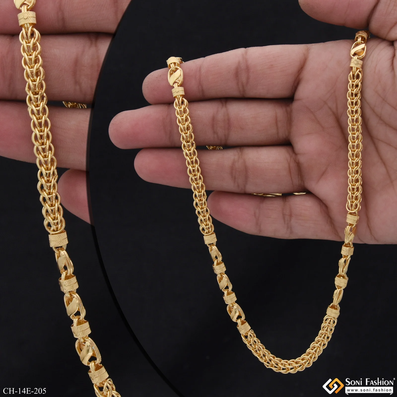 Popular Design Gold Plated Rajwadi Chain for Men - Style E205 - Image 3