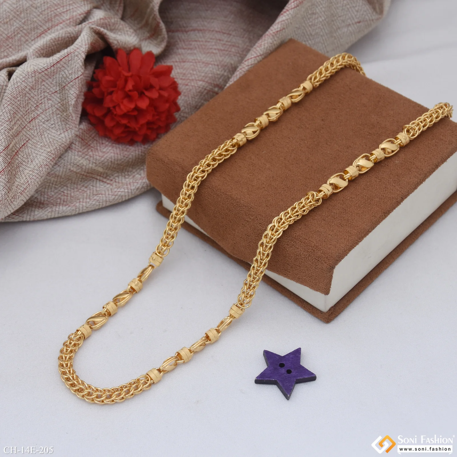 Popular Design Gold Plated Rajwadi Chain for Men - Style E205 - Image 6