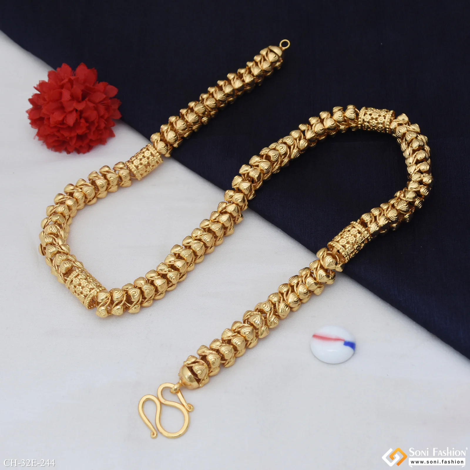 Popular Design Gold Plated Rajwadi Chain for Men - Style E244 - Image 7