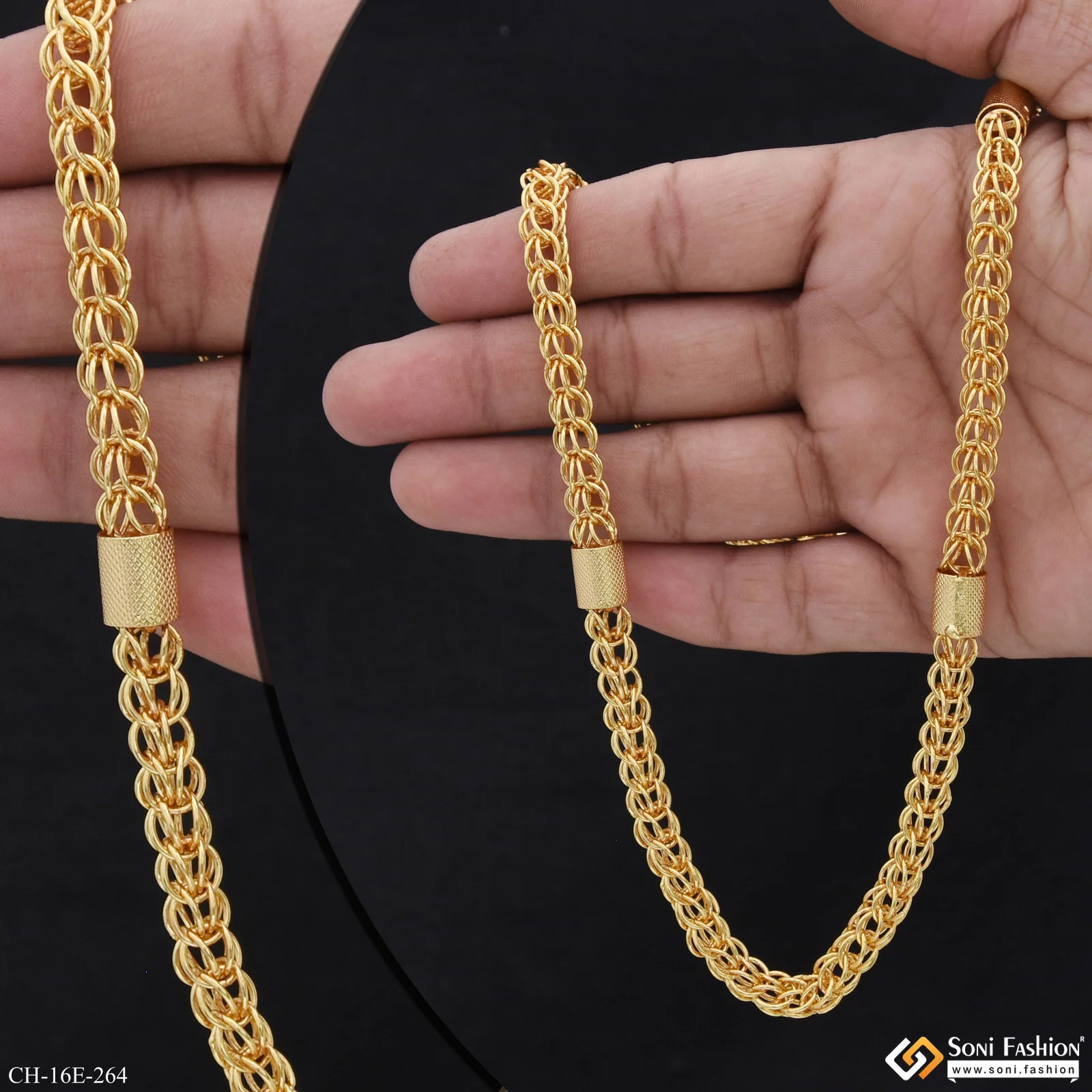 Popular Design Gold Plated Rajwadi Chain for Men - Style E264 - Image 2