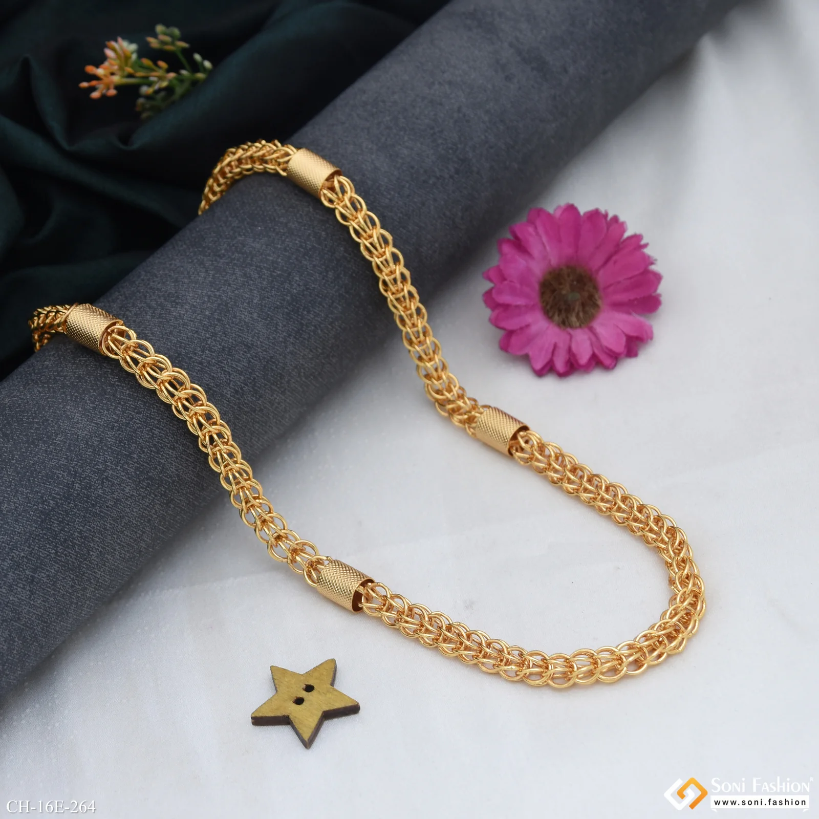 Popular Design Gold Plated Rajwadi Chain for Men - Style E264 - Image 4