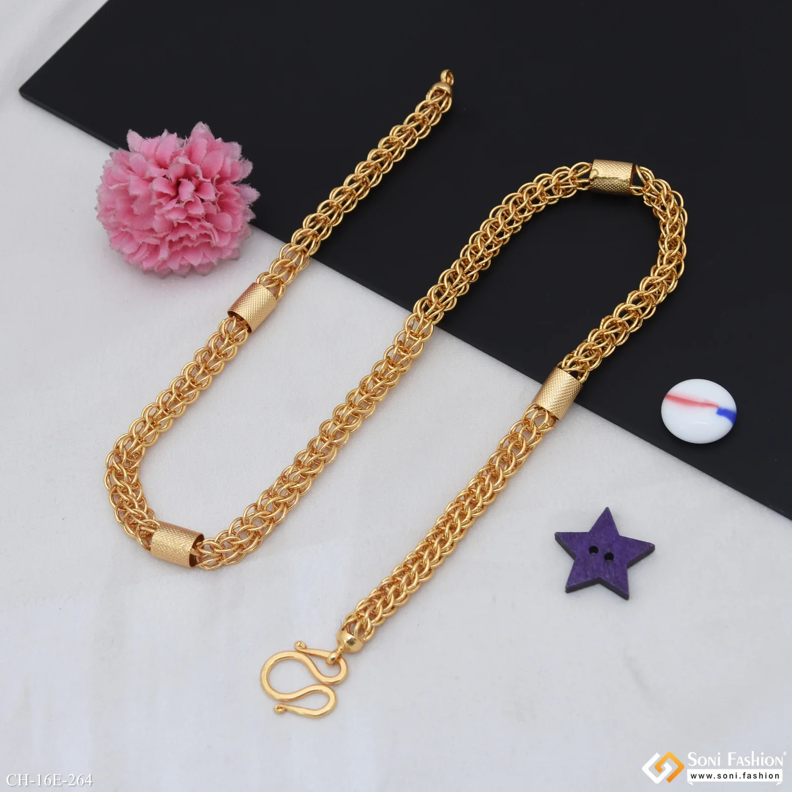 Popular Design Gold Plated Rajwadi Chain for Men - Style E264 - Image 5