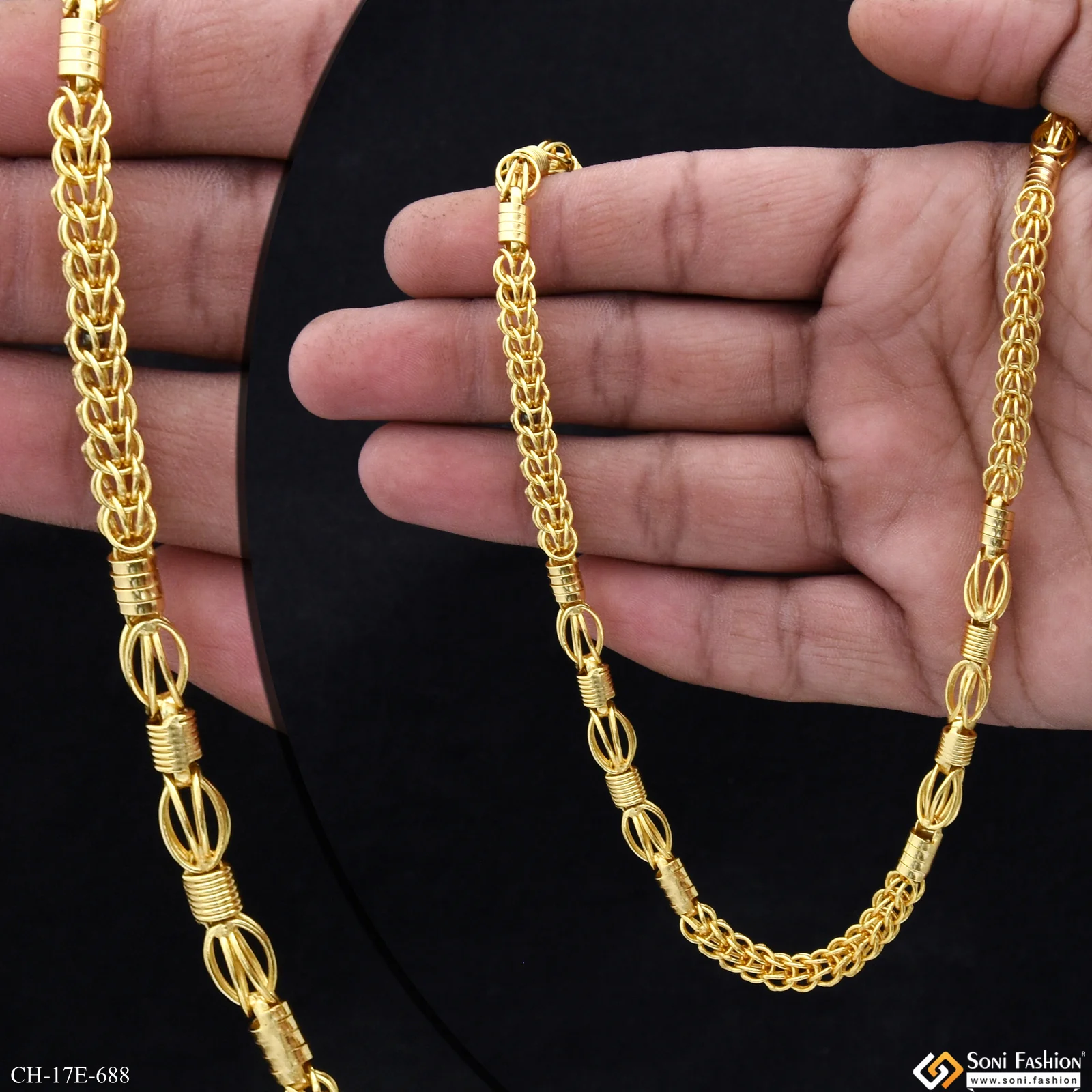 Popular Design Gold Plated Rajwadi Chain for Men - Style E688 - Image 2