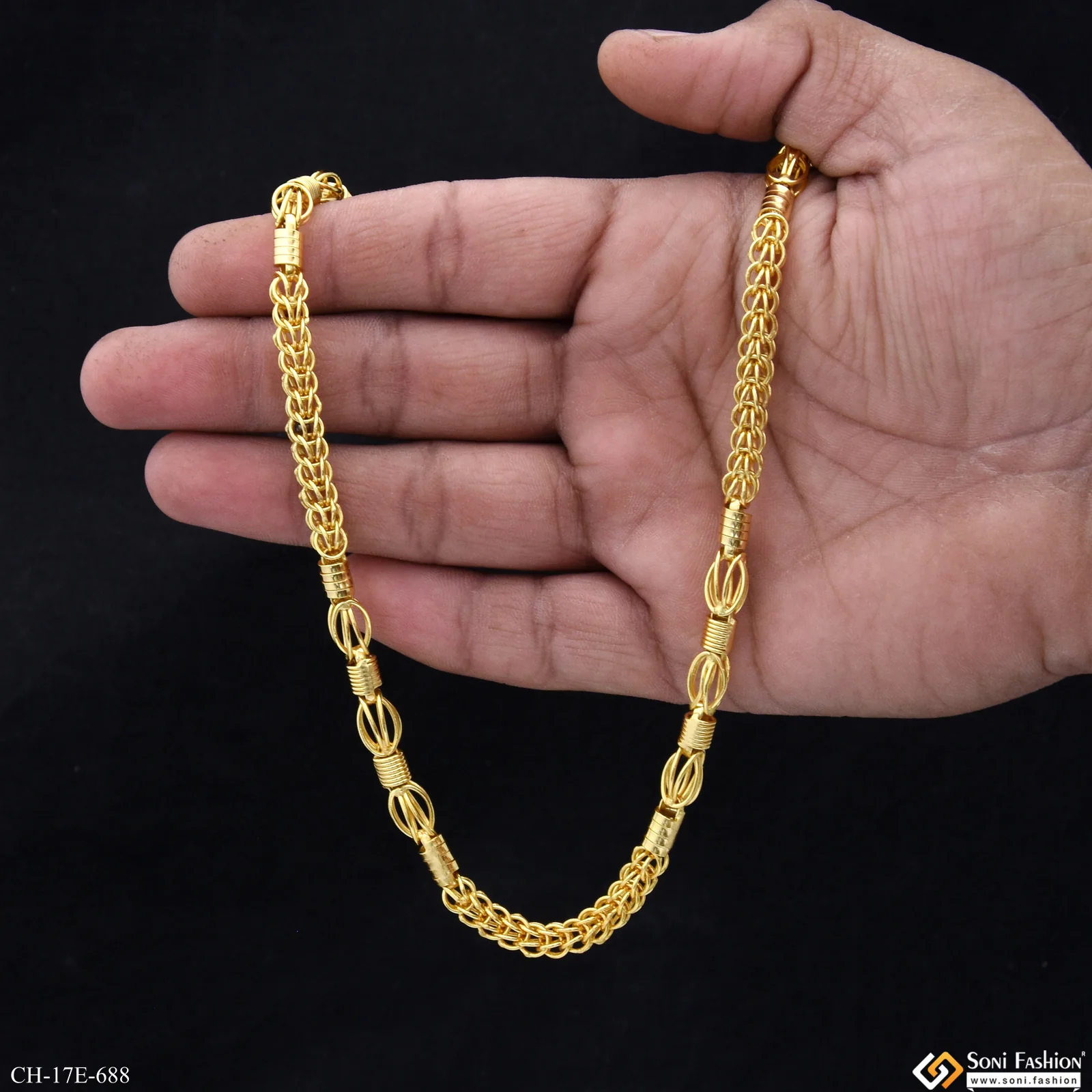Popular Design Gold Plated Rajwadi Chain for Men - Style E688 - Image 5