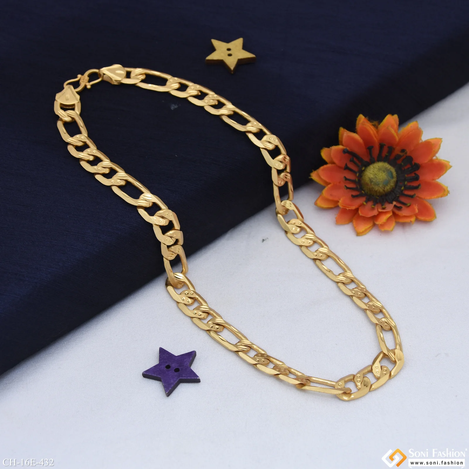 Popular Design Gold Plated Sachin Chain - Style E432 - Image 4